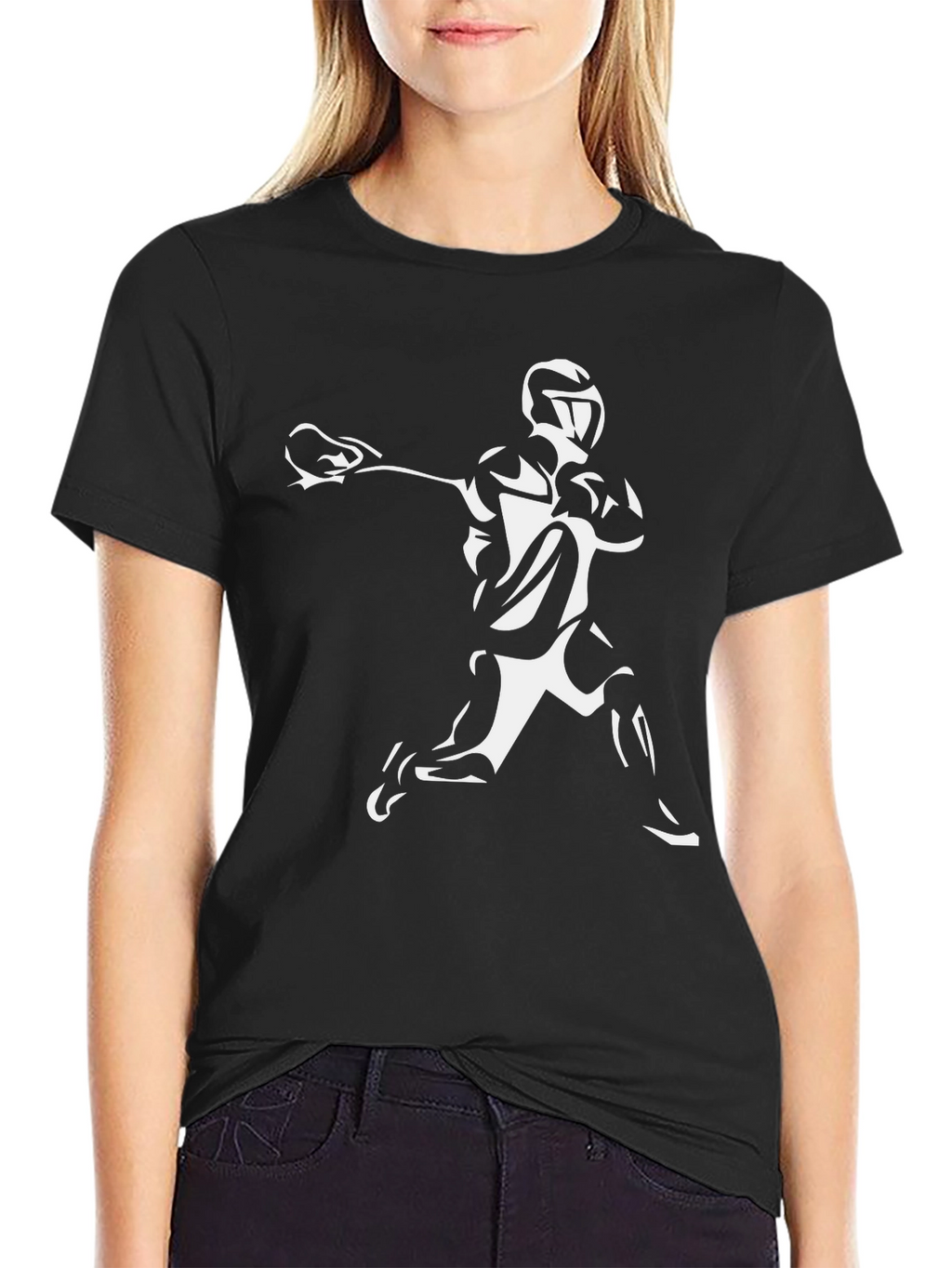 Lacrosse Player Graphic T-Shirt - Black