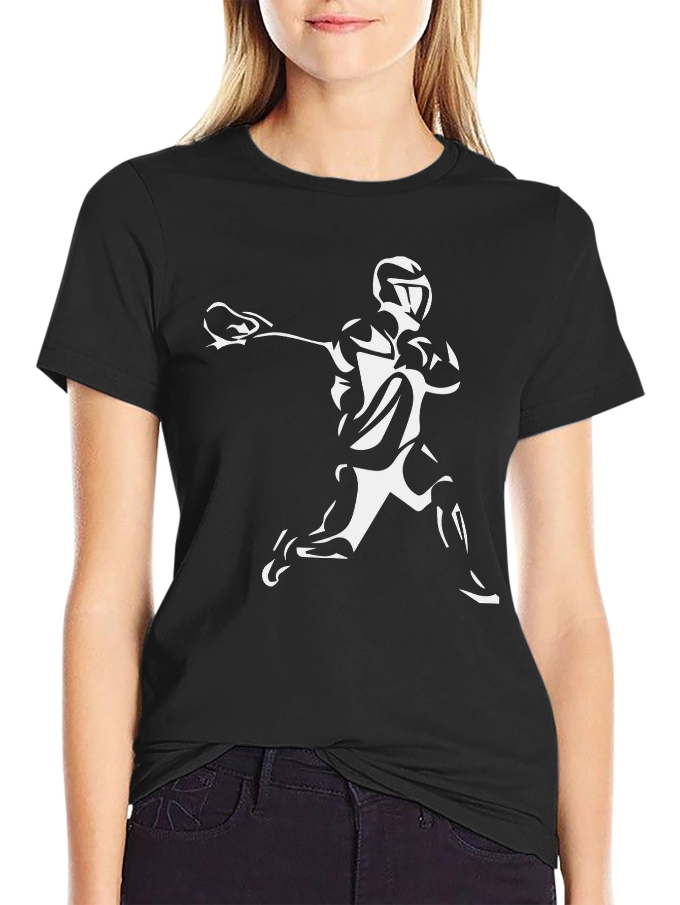 Lacrosse Player Graphic T-Shirt - Black