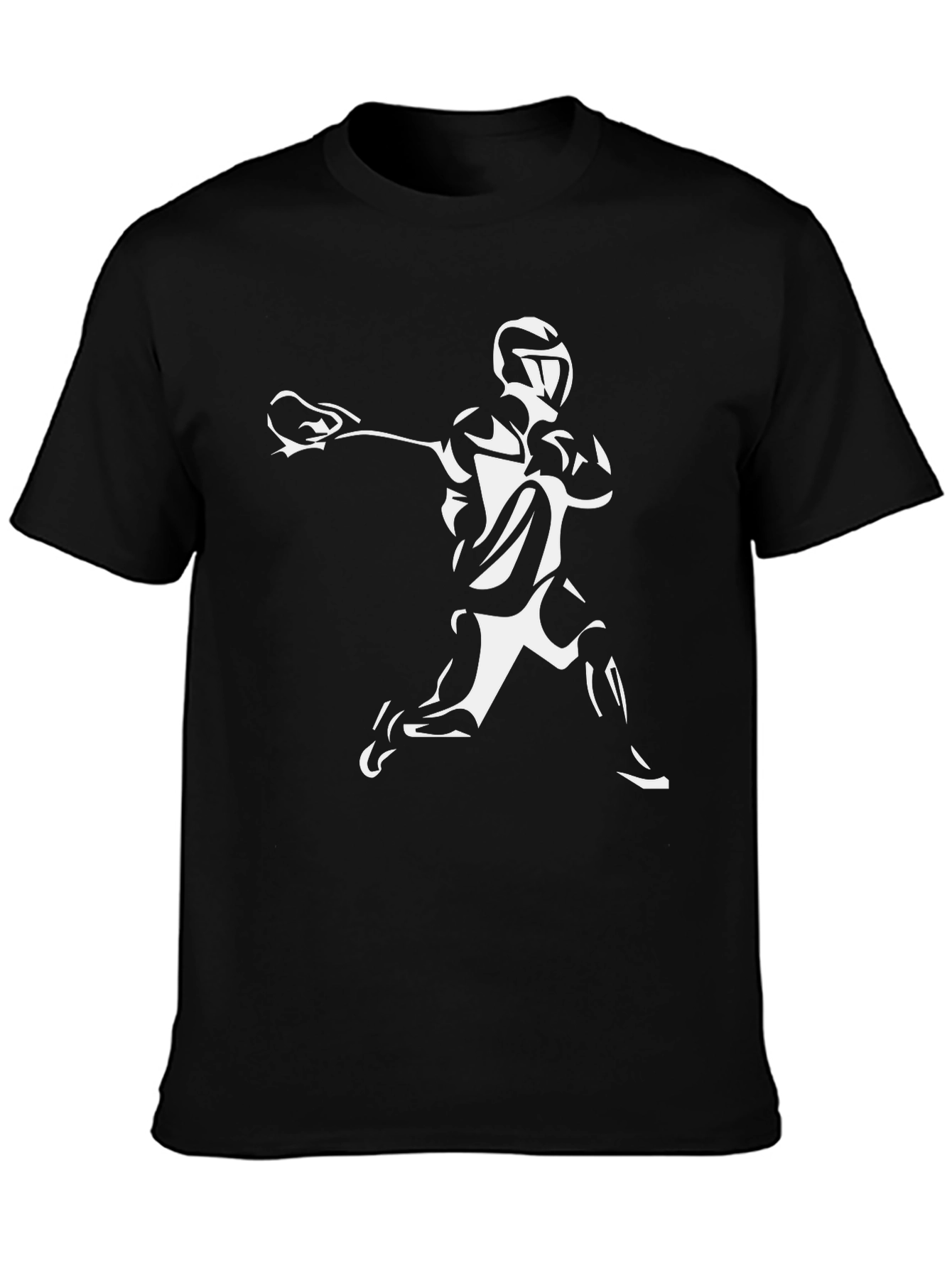 Lacrosse Player Graphic T-Shirt - Black