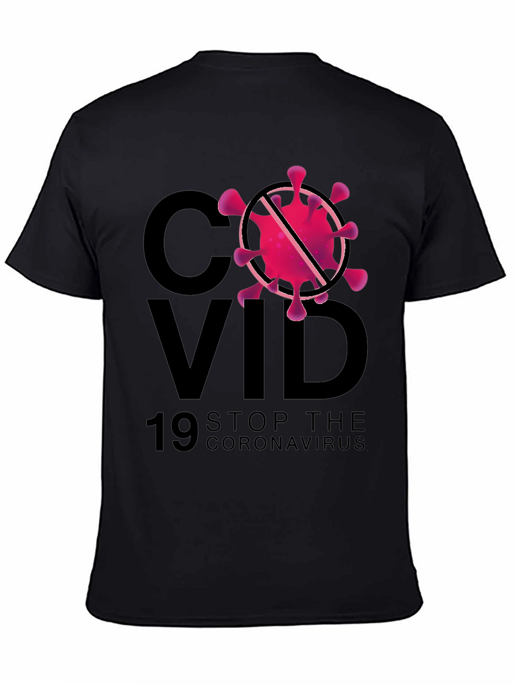 Stop Coronavirus Graphic Black T-Shirt