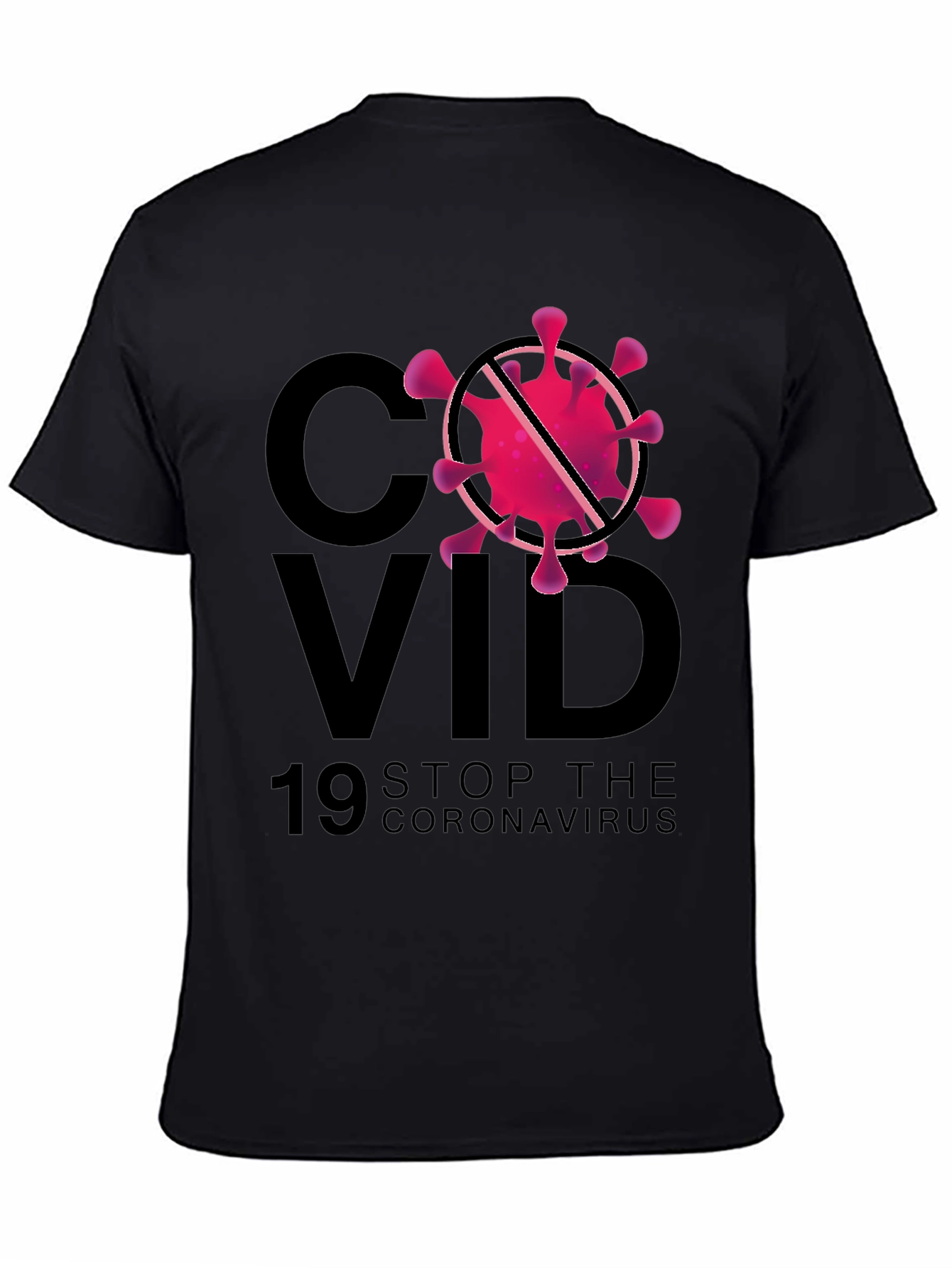 Stop Coronavirus Graphic Black T-Shirt