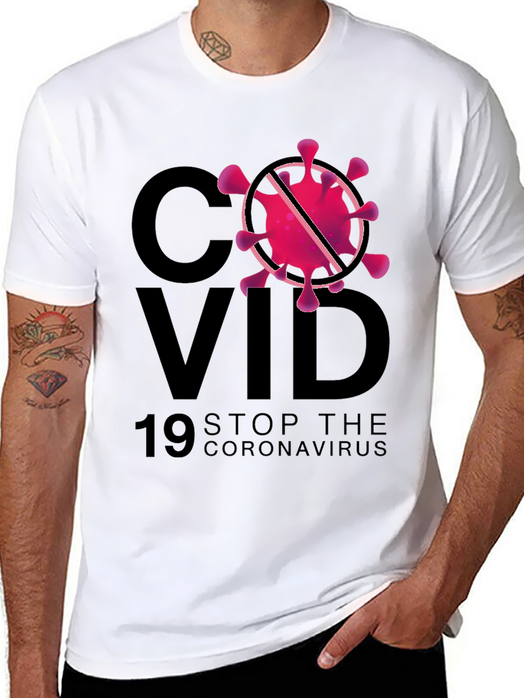 Stop Coronavirus Graphic Black T-Shirt