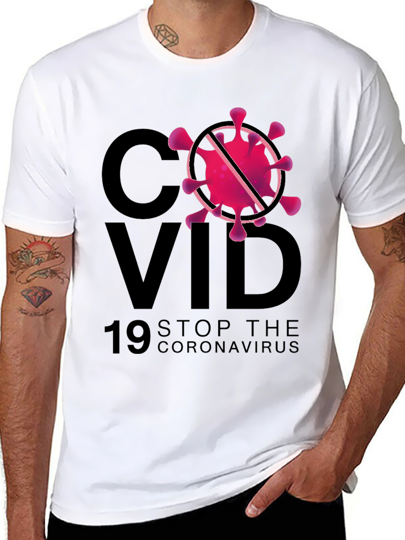 Stop Coronavirus Graphic Black T-Shirt