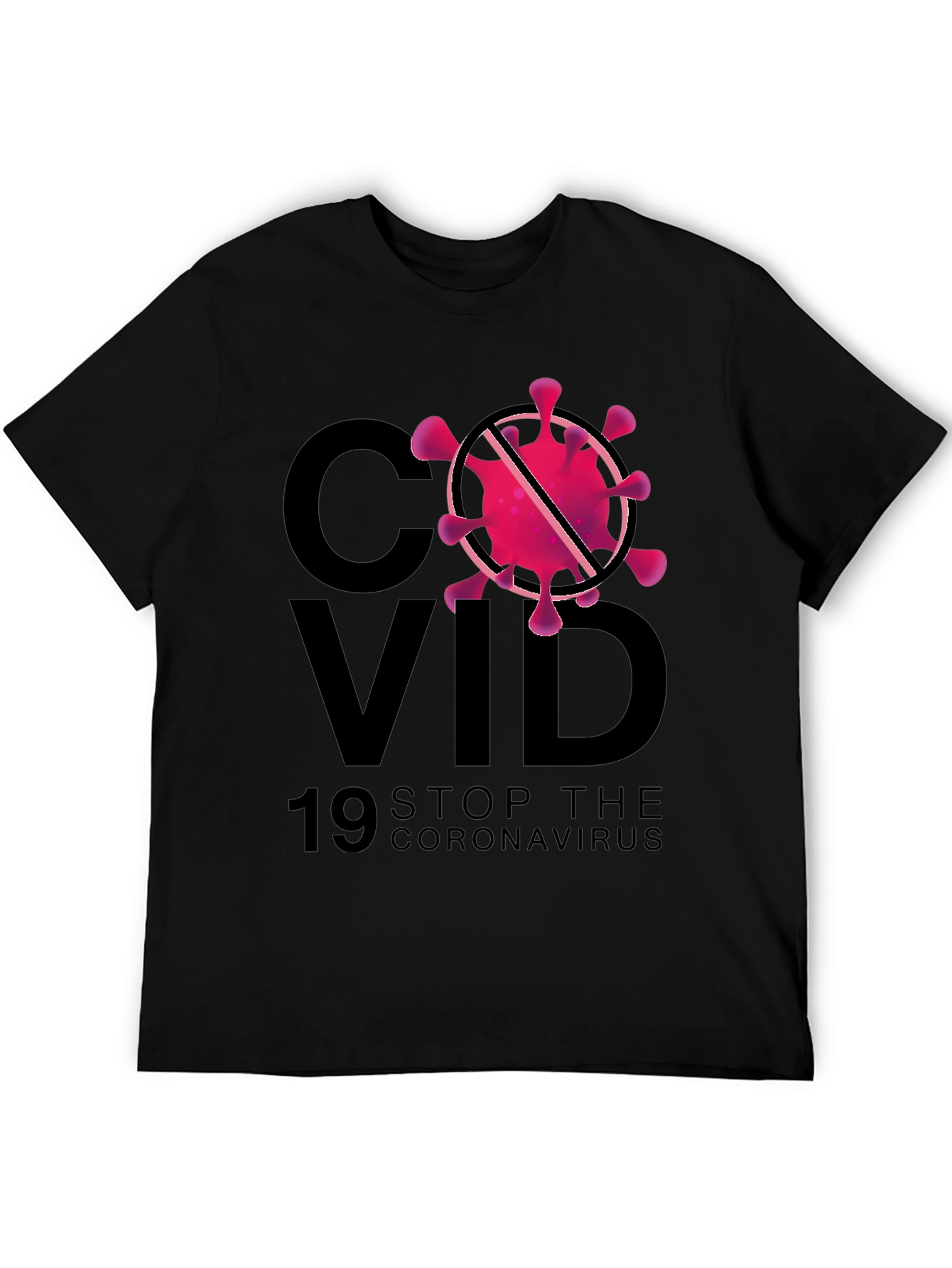 Stop Coronavirus Graphic Black T-Shirt