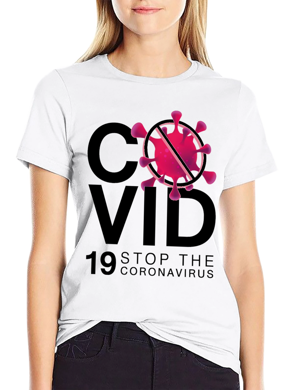 Stop Coronavirus Graphic Black T-Shirt