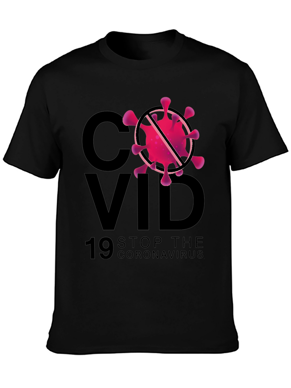 Stop Coronavirus Graphic Black T-Shirt