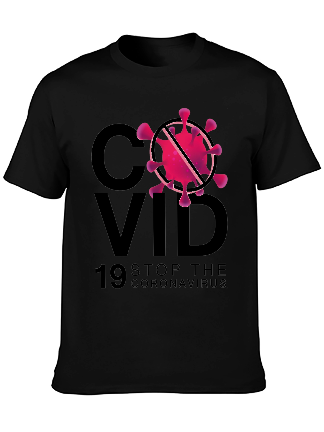 Stop Coronavirus Graphic Black T-Shirt