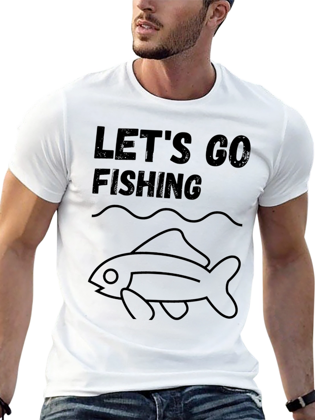 Lets Go Fishing Graphic Tee - Black