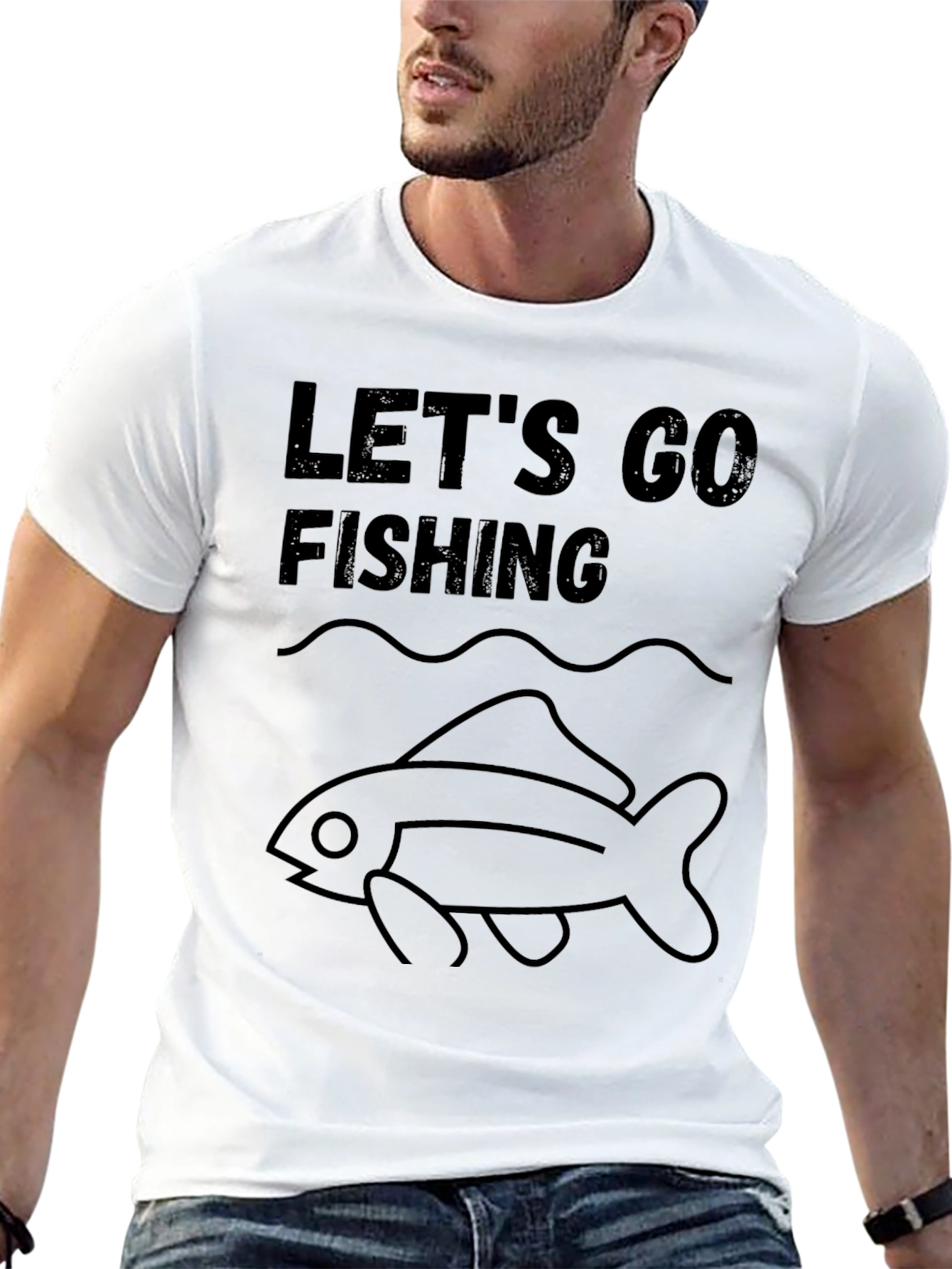 Lets Go Fishing Graphic Tee - Black