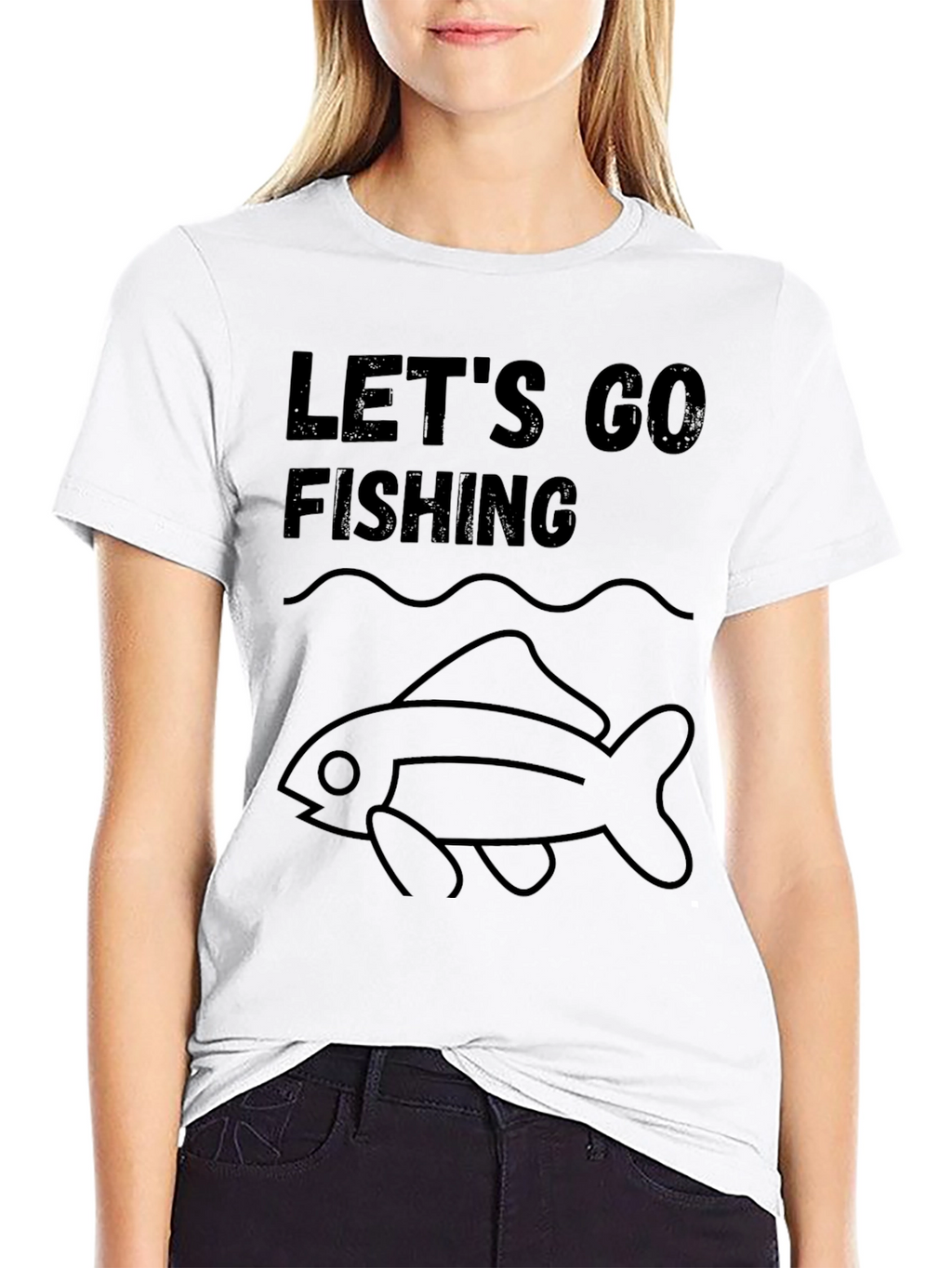 Lets Go Fishing Graphic Tee - Black
