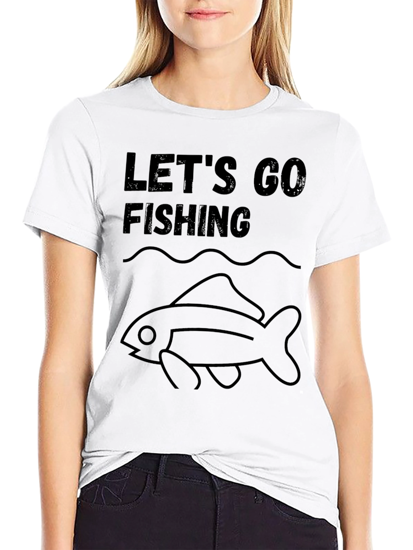 Lets Go Fishing Graphic Tee - Black