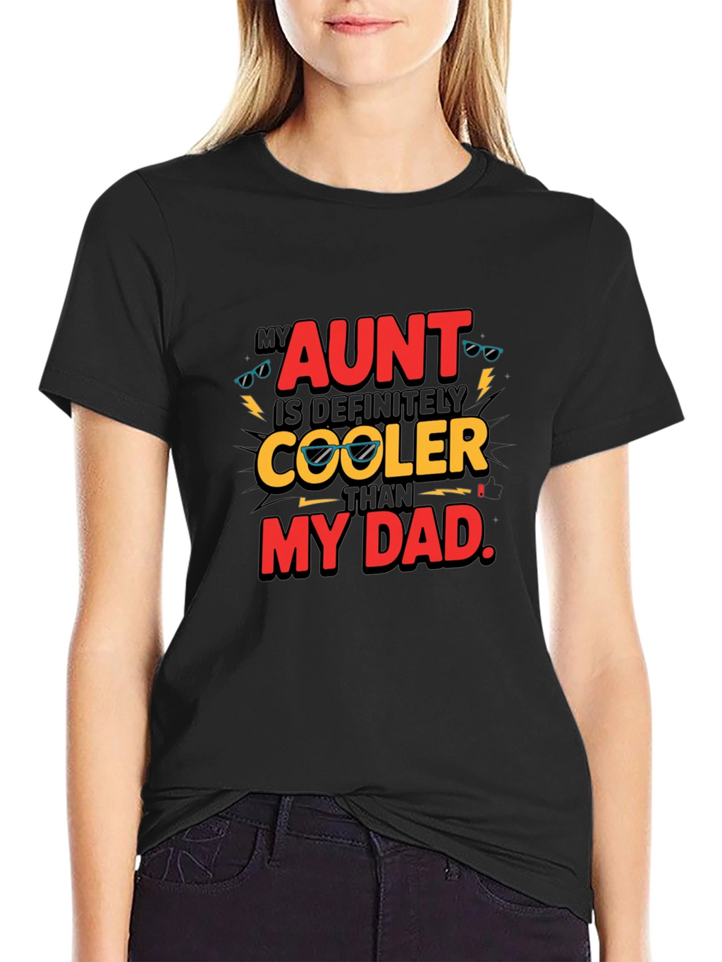 Cool Aunt Black Graphic T-Shirt