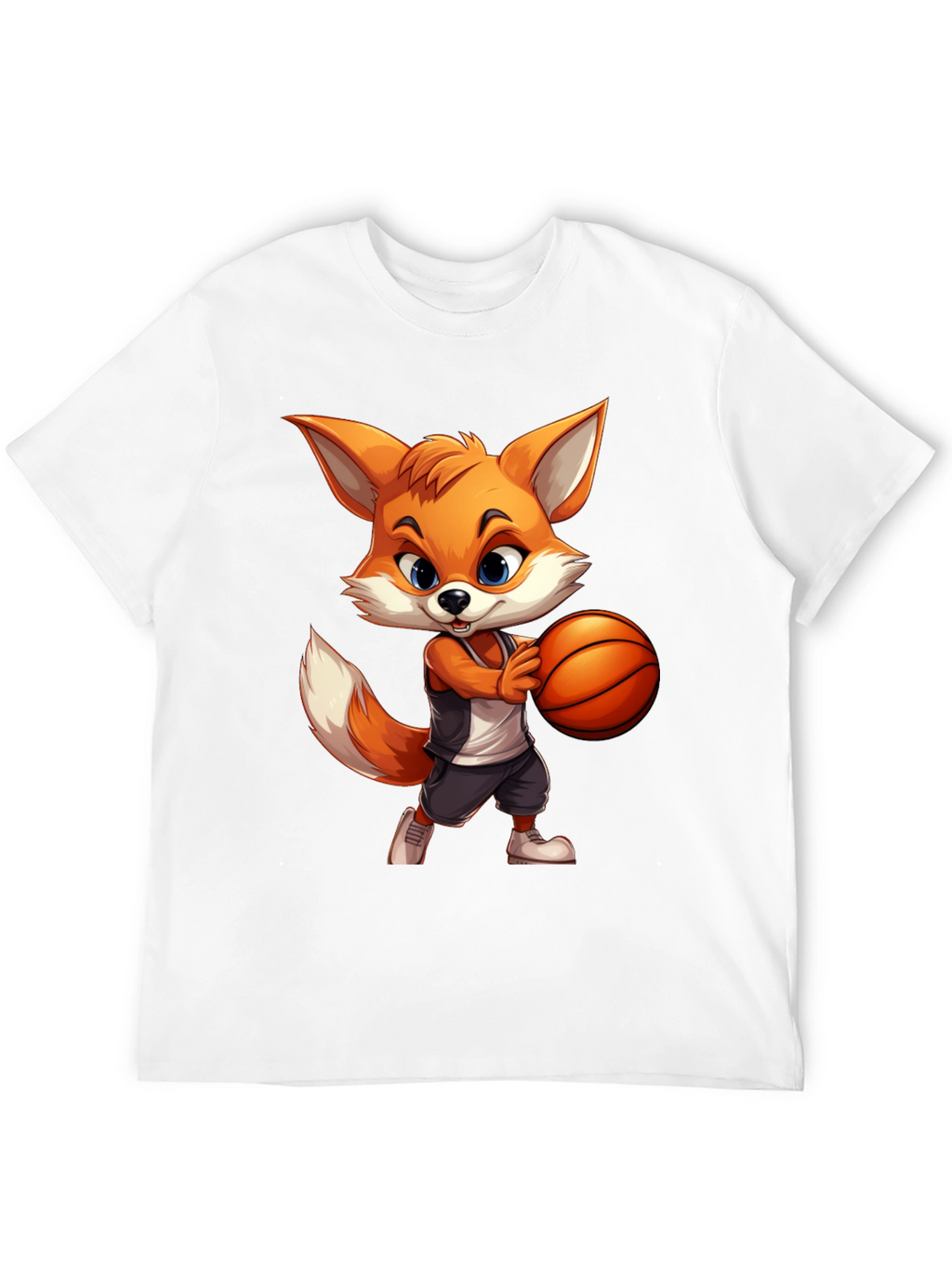 Cartoon Fox Basketball Graphic Tee