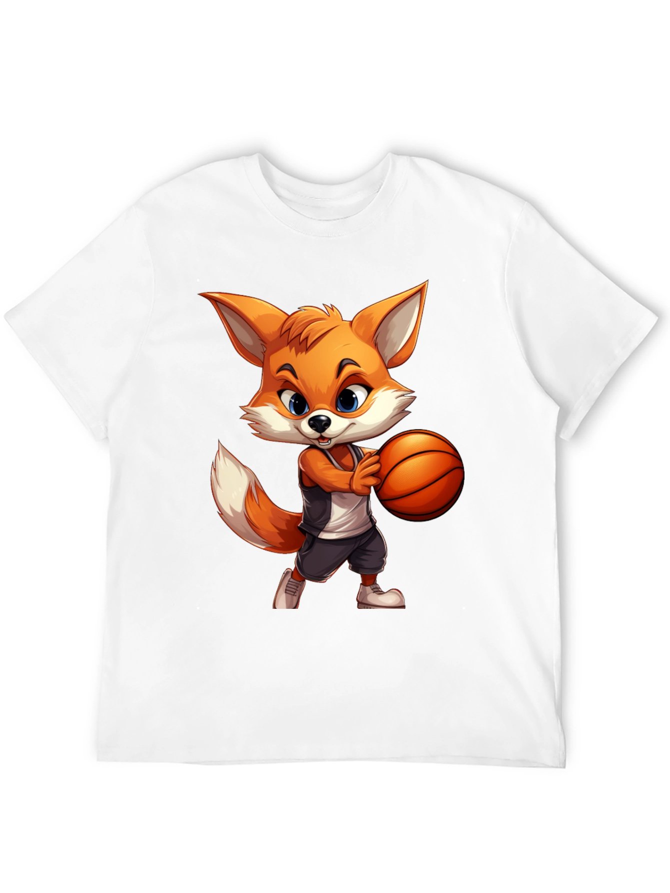 Cartoon Fox Basketball Graphic Tee