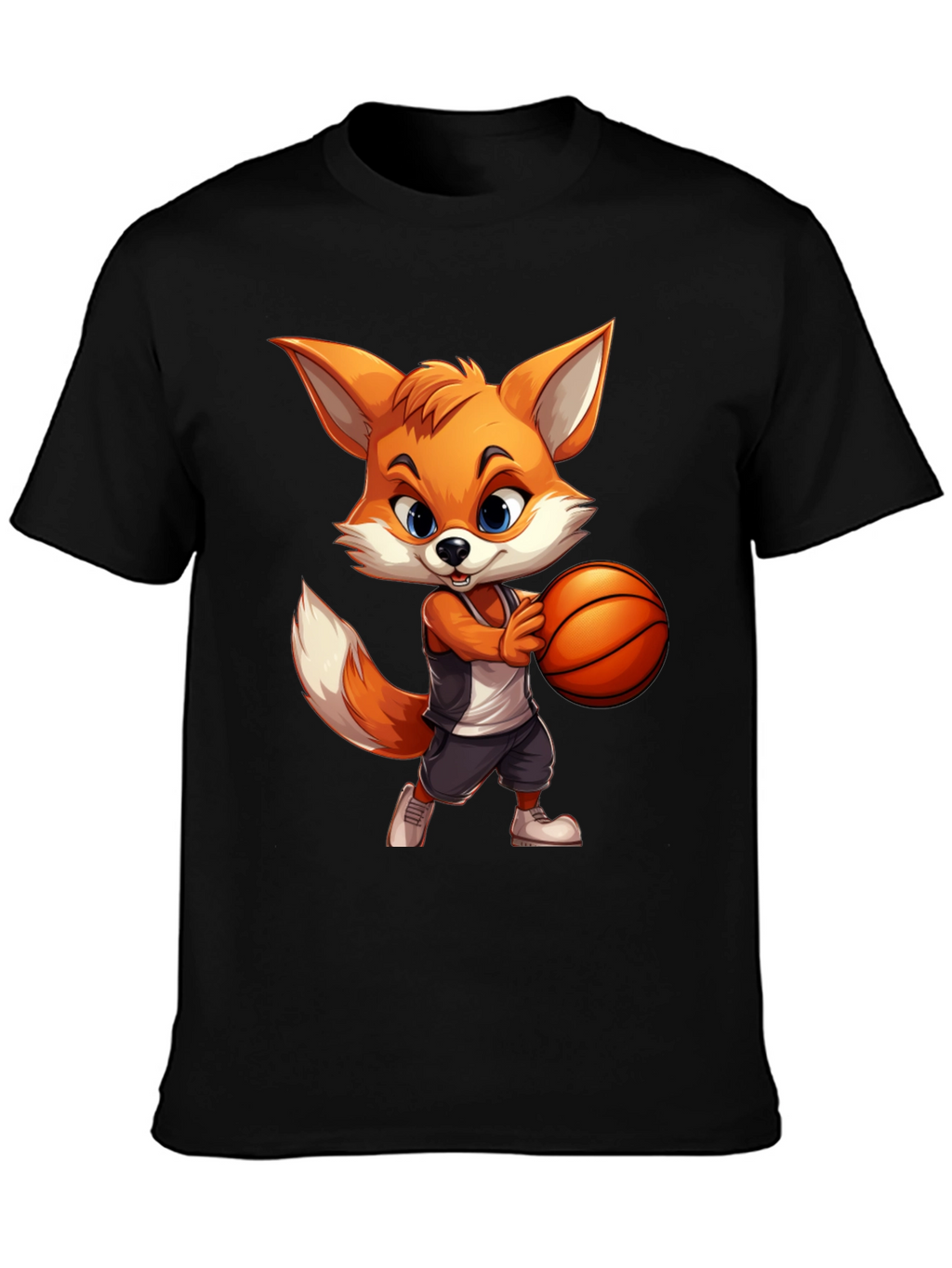 Cartoon Fox Basketball Graphic Tee