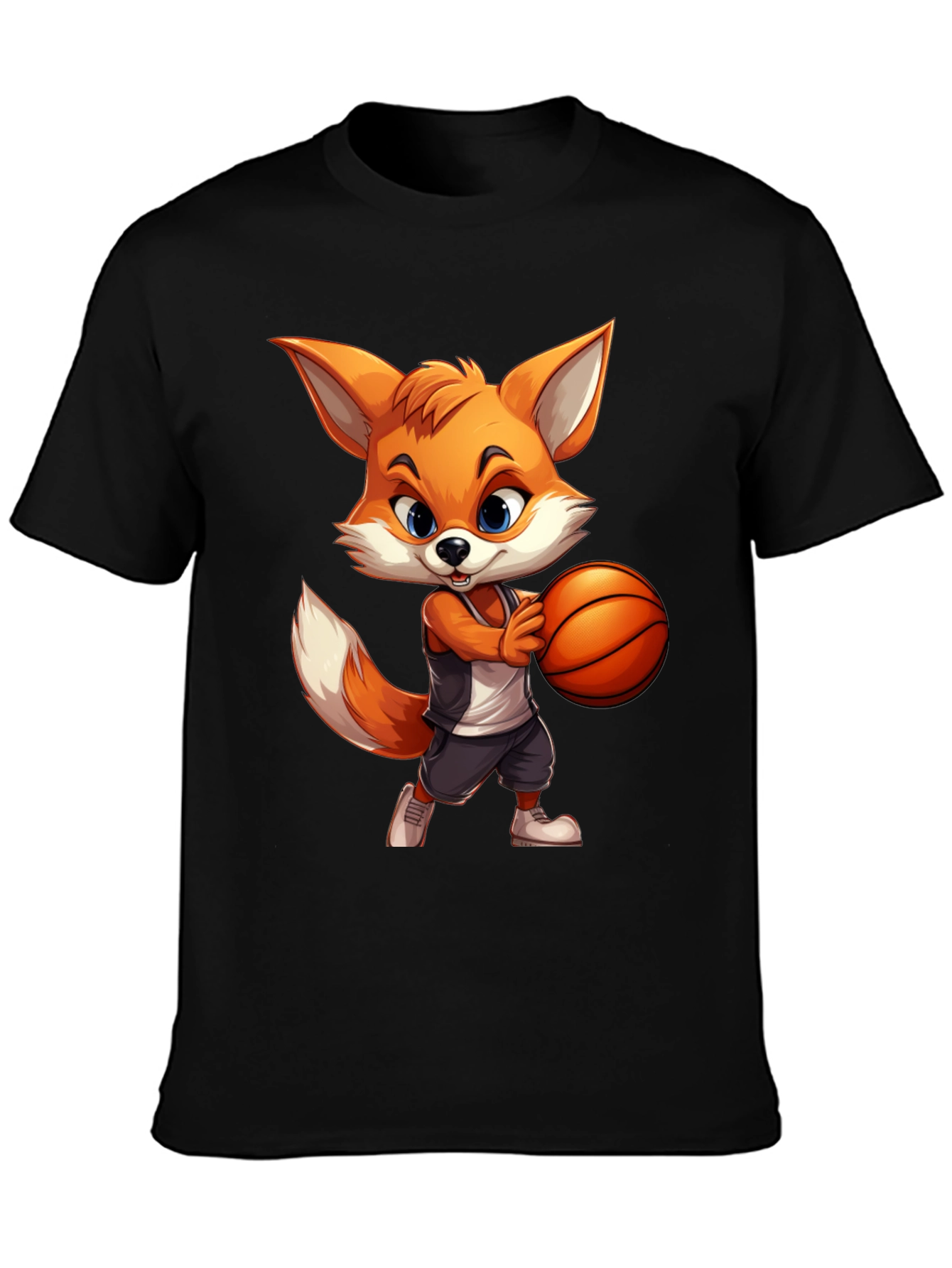 Cartoon Fox Basketball Graphic Tee