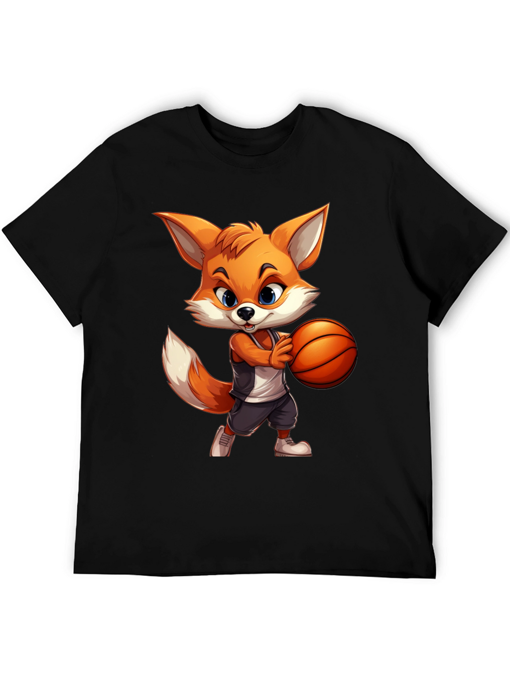 Cartoon Fox Basketball Graphic Tee