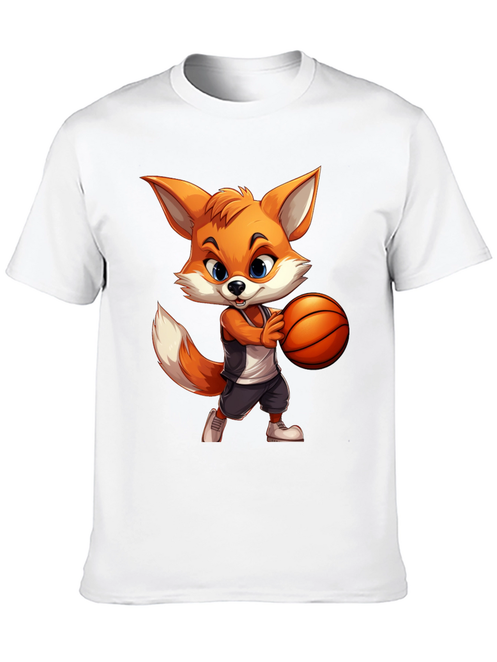Cartoon Fox Basketball Graphic Tee