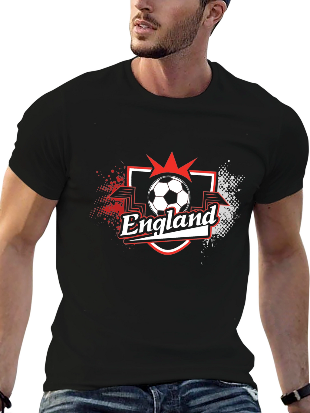 England Soccer Graphic T-Shirt - Black