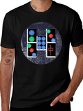 Mahjong Tile Graphic Tee - Casual Black T-Shirt