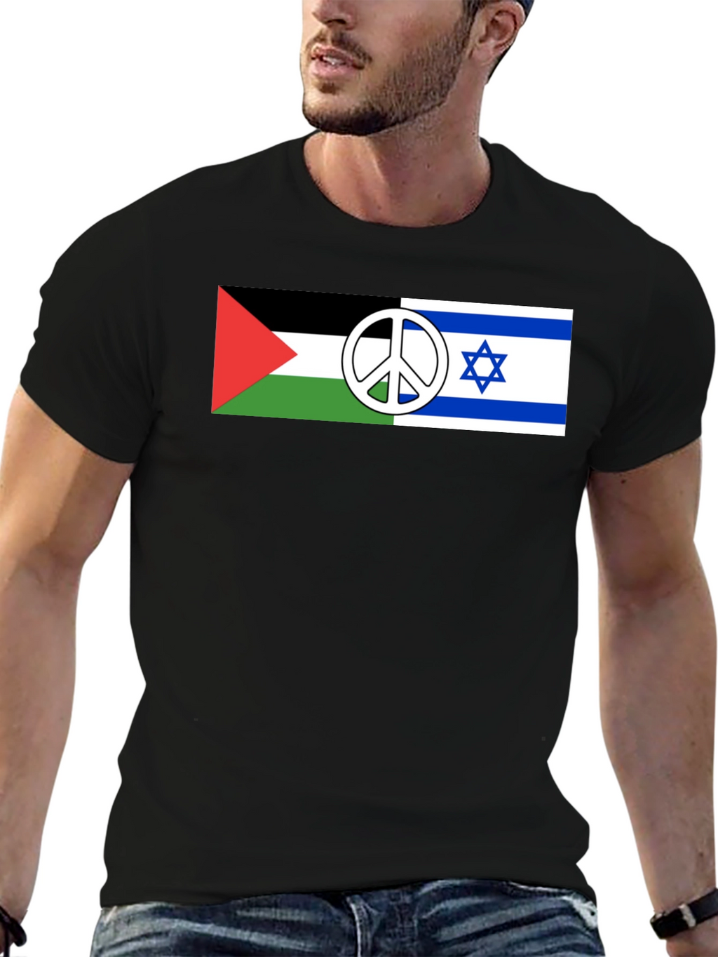 Palestine Israel Peace T-Shirt Black