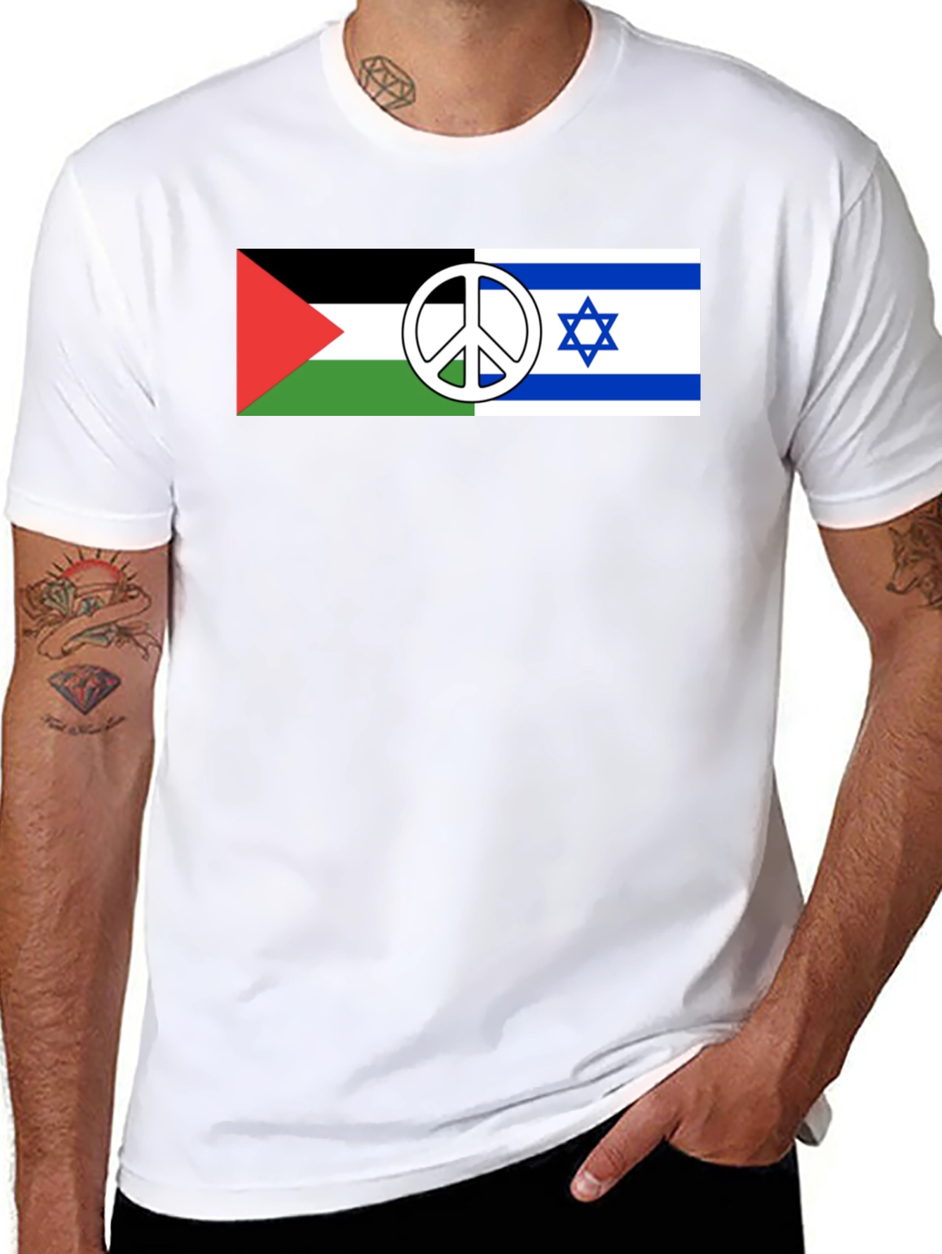 Palestine Israel Peace T-Shirt Black