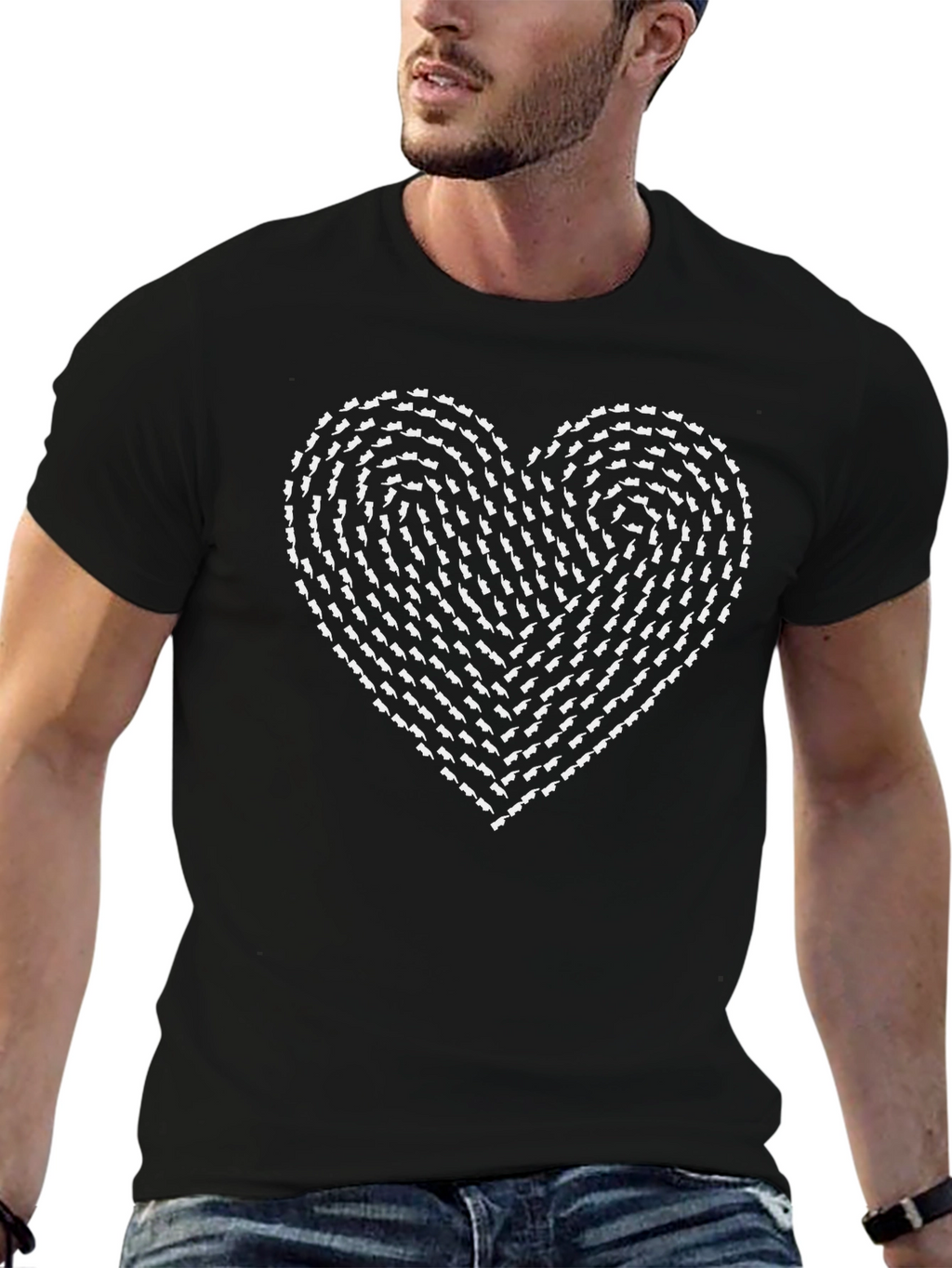Cat Lover Heart T-Shirt - Black