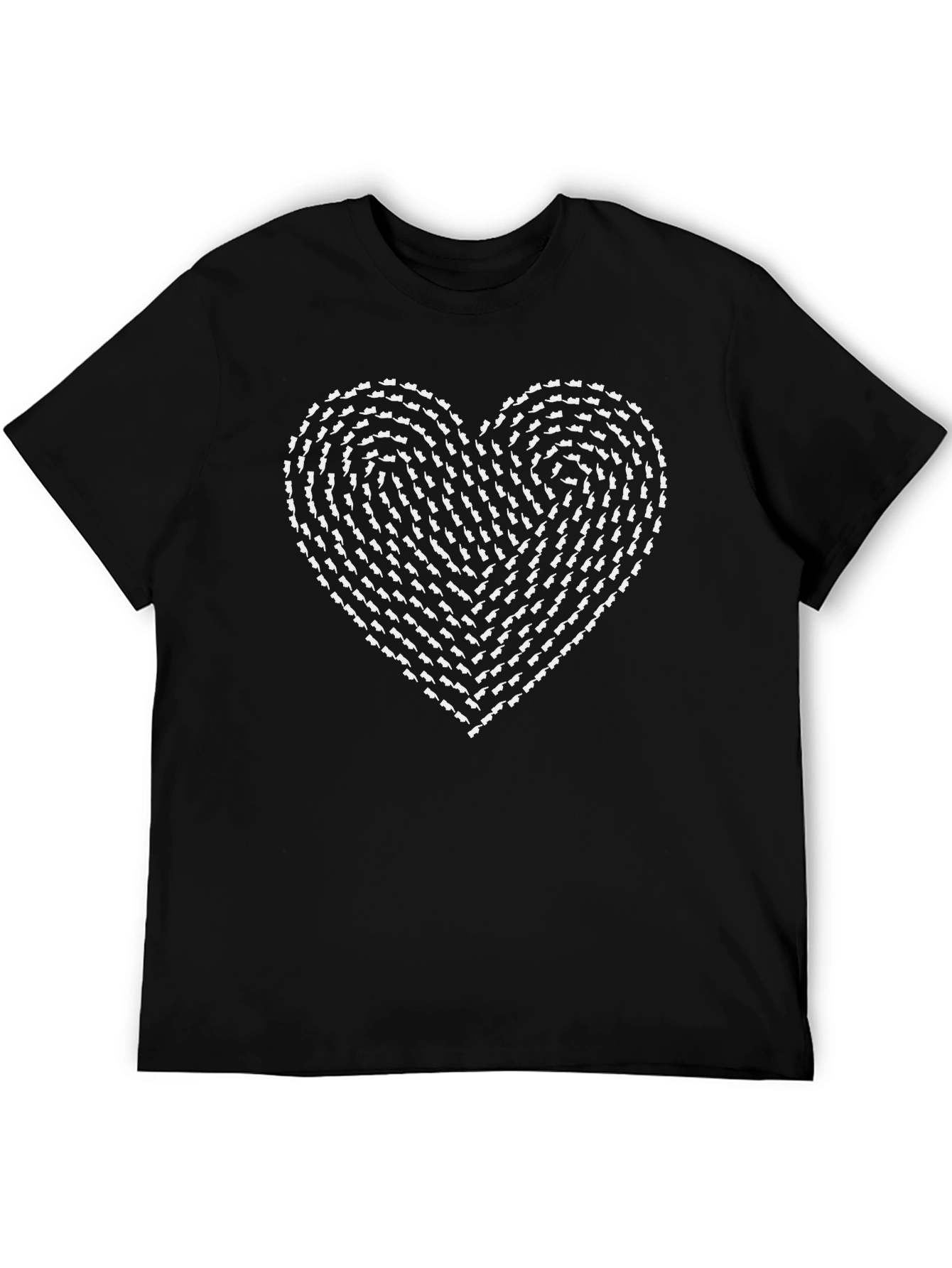Cat Lover Heart T-Shirt - Black
