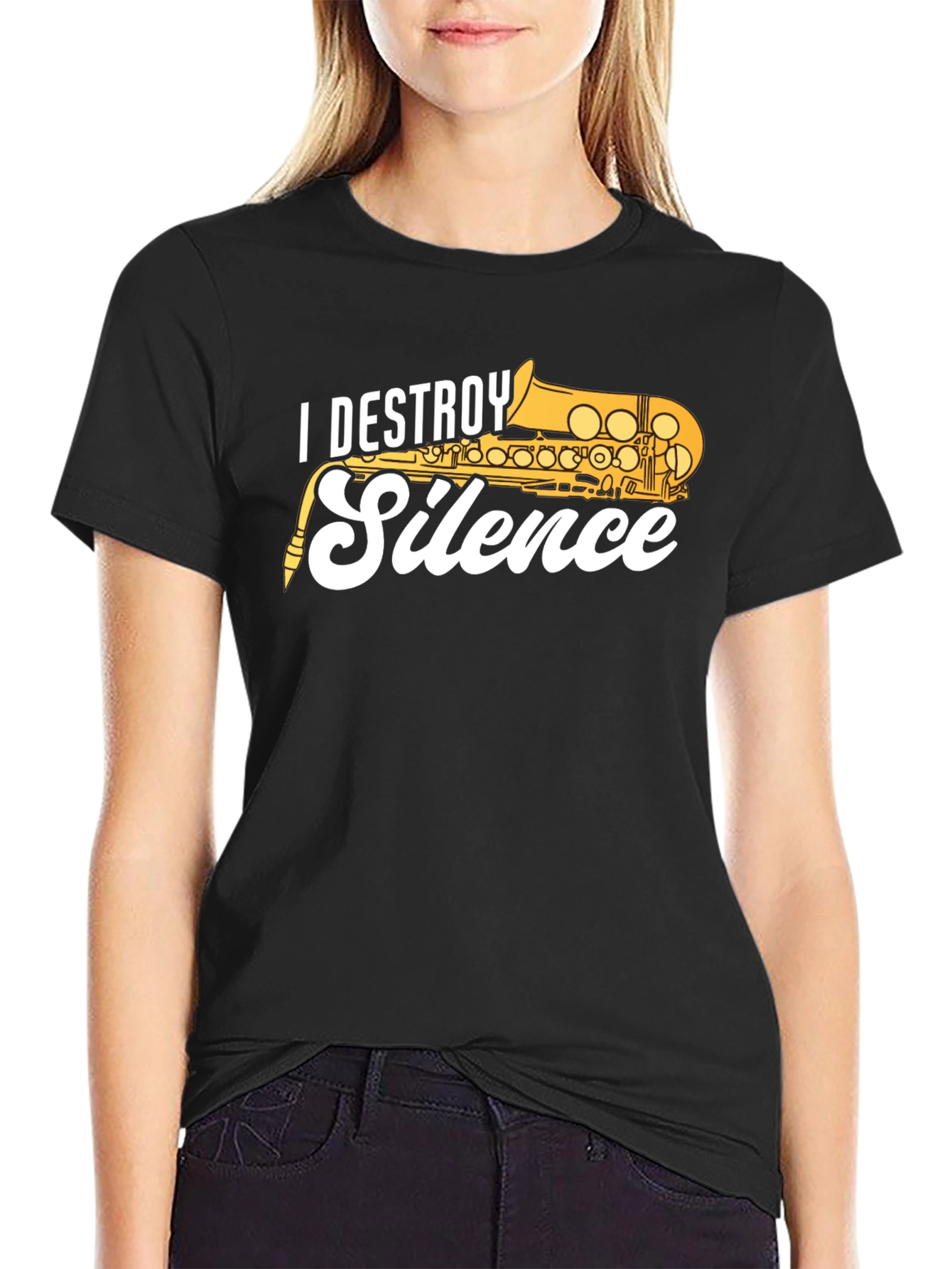 I Destroy Silence Saxophone T-Shirt