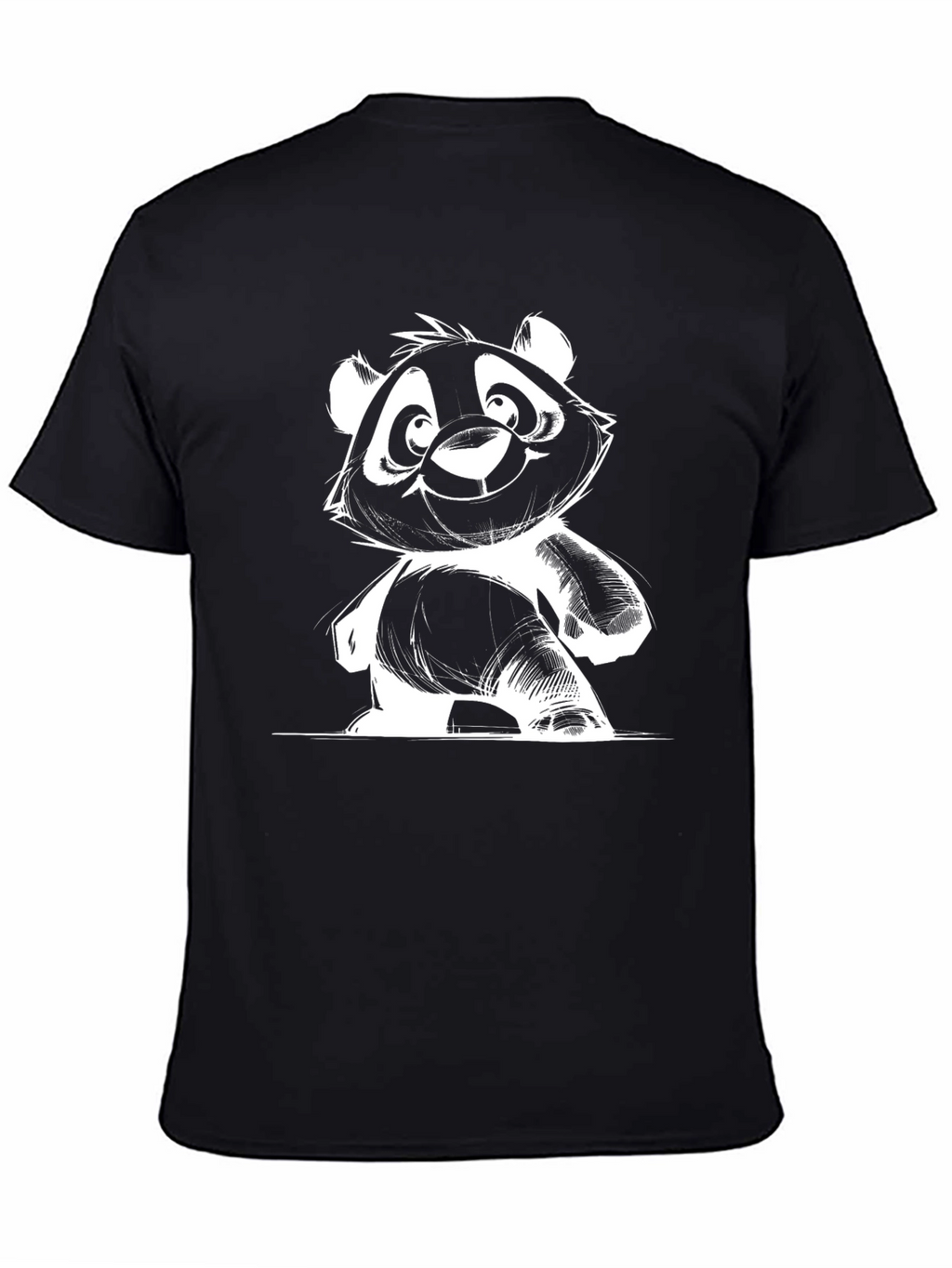 Cute Panda Graphic Tee - Black Cotton Blend Shirt