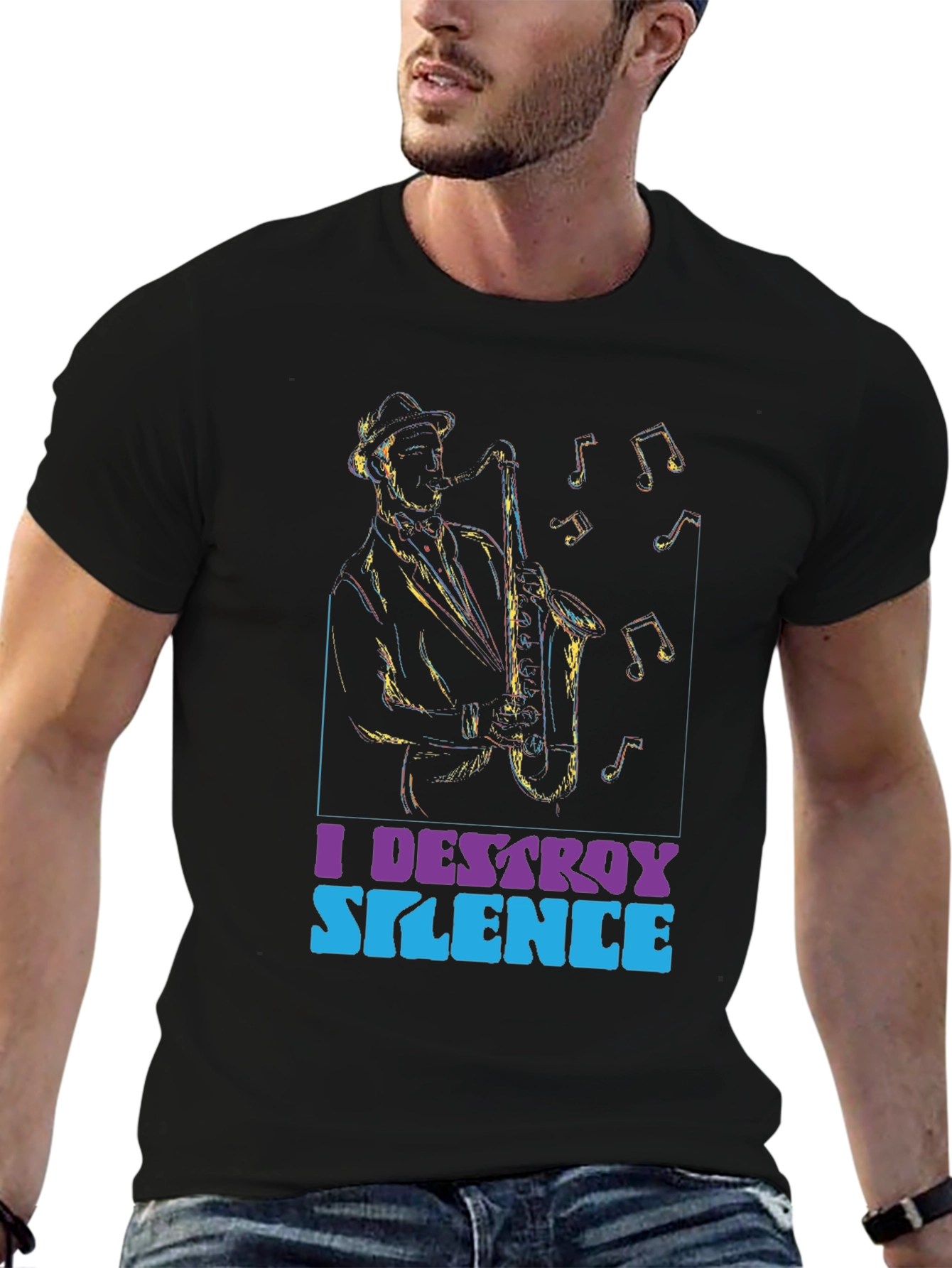 I Destroy Silence Saxophone Graphic Tee