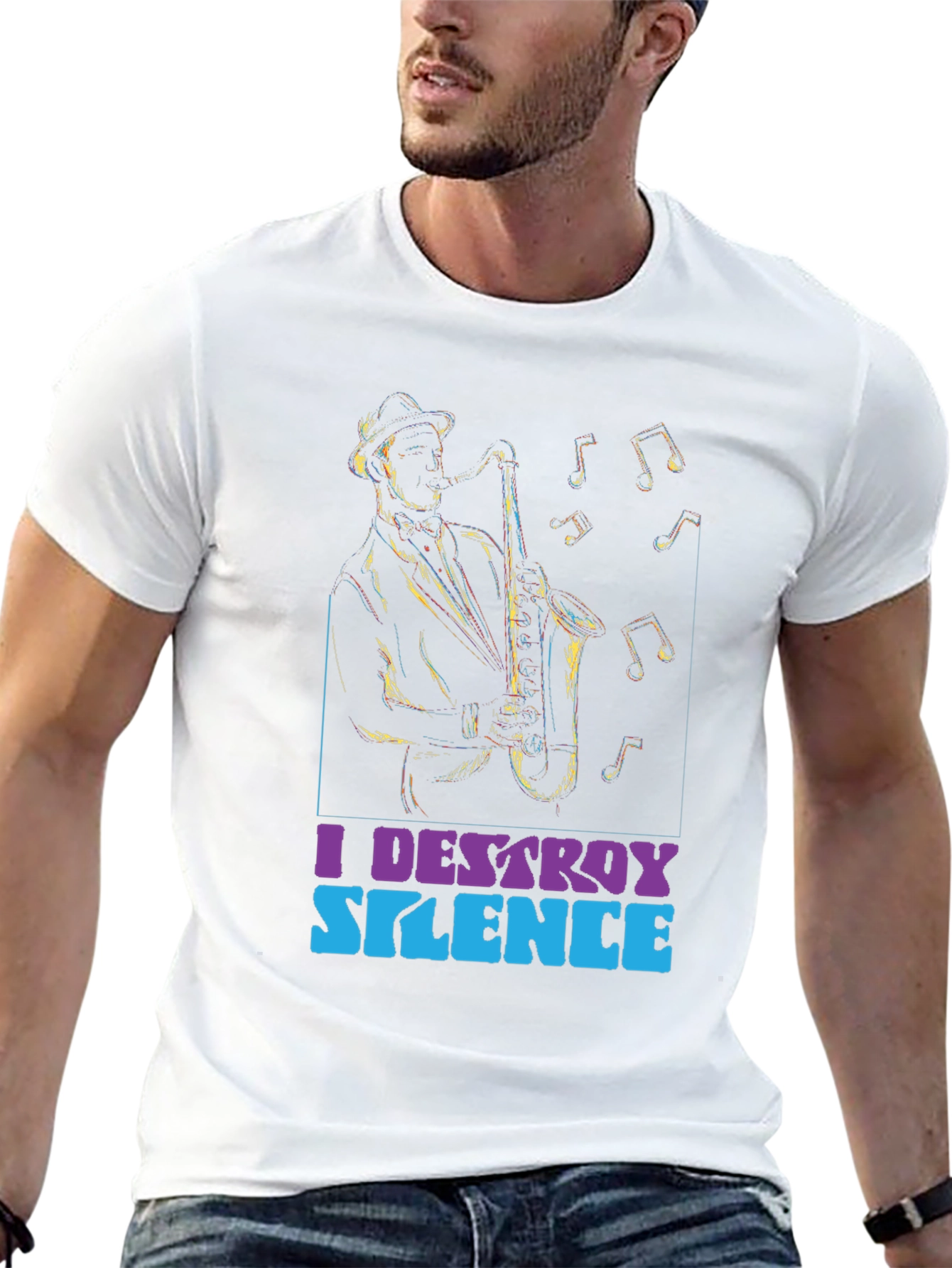 I Destroy Silence Saxophone Graphic Tee