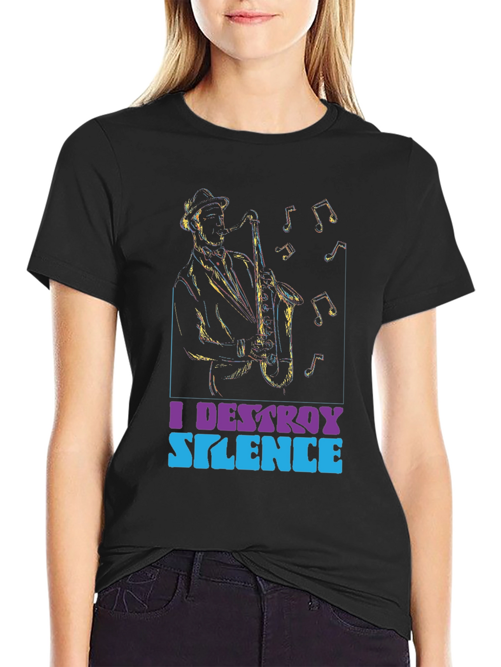 I Destroy Silence Saxophone Graphic Tee