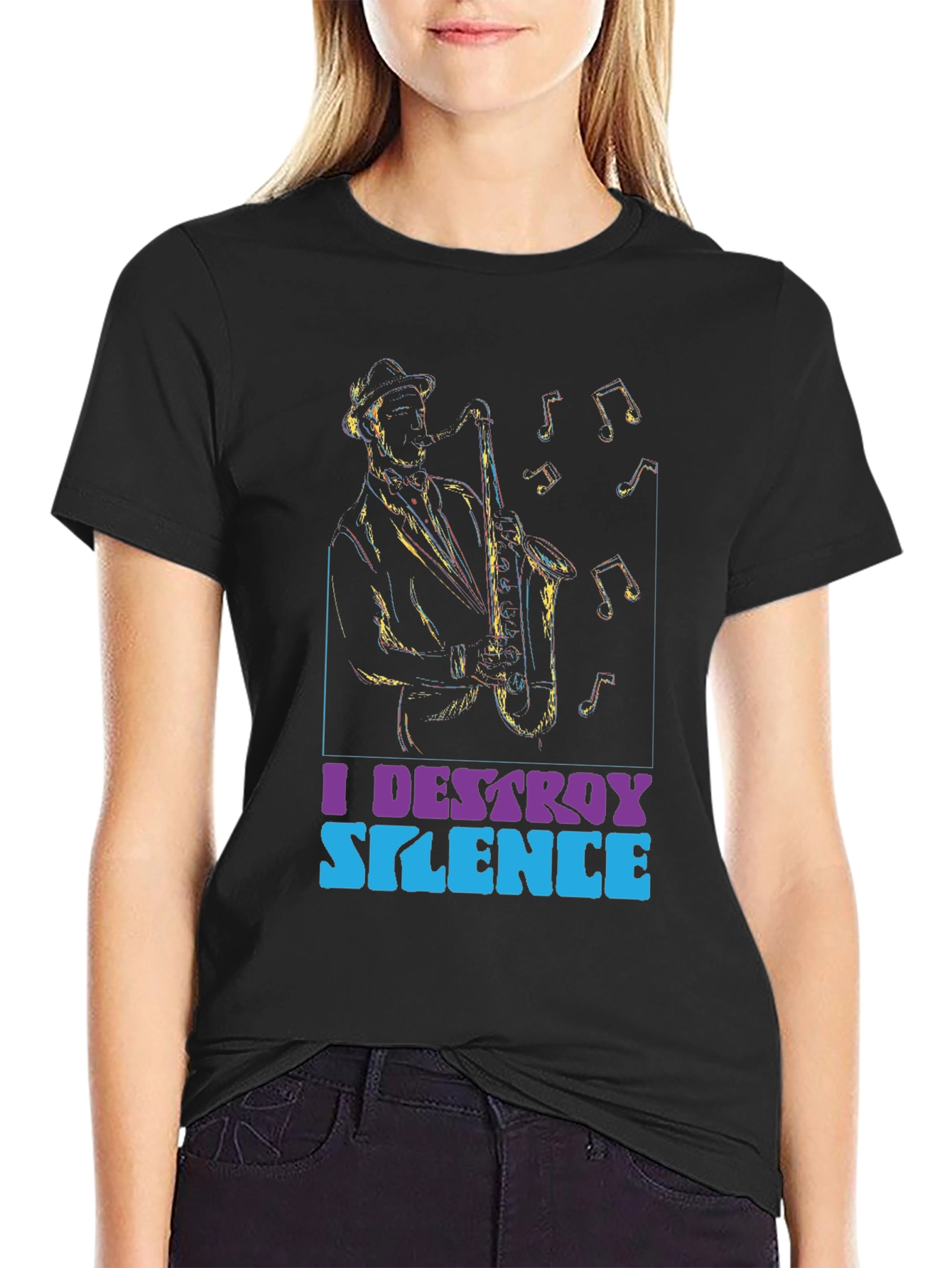 I Destroy Silence Saxophone Graphic Tee
