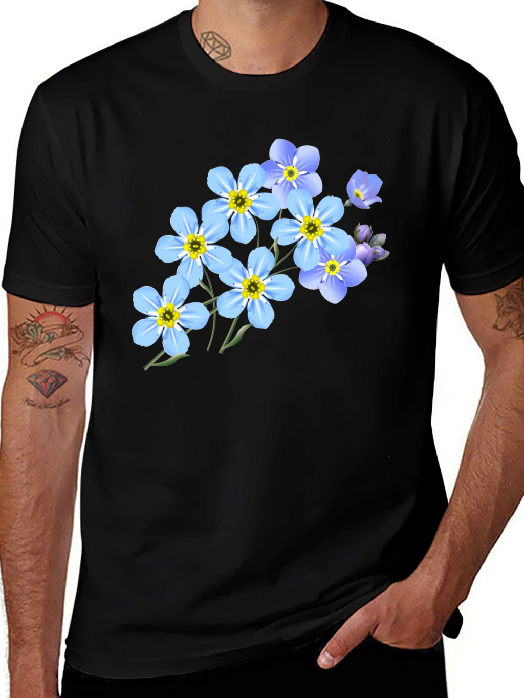 Floral Graphic Black T-Shirt