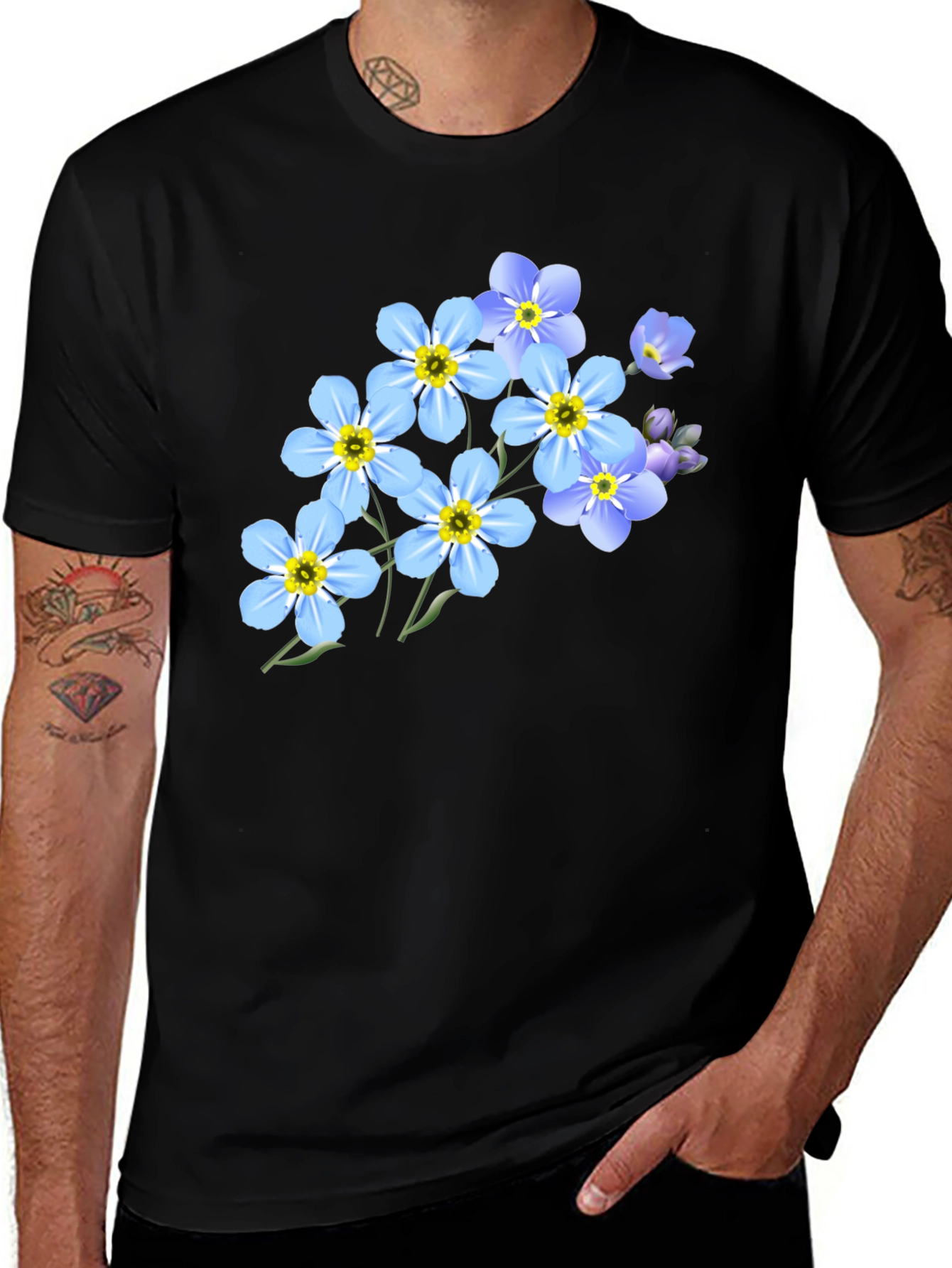 Floral Graphic Black T-Shirt