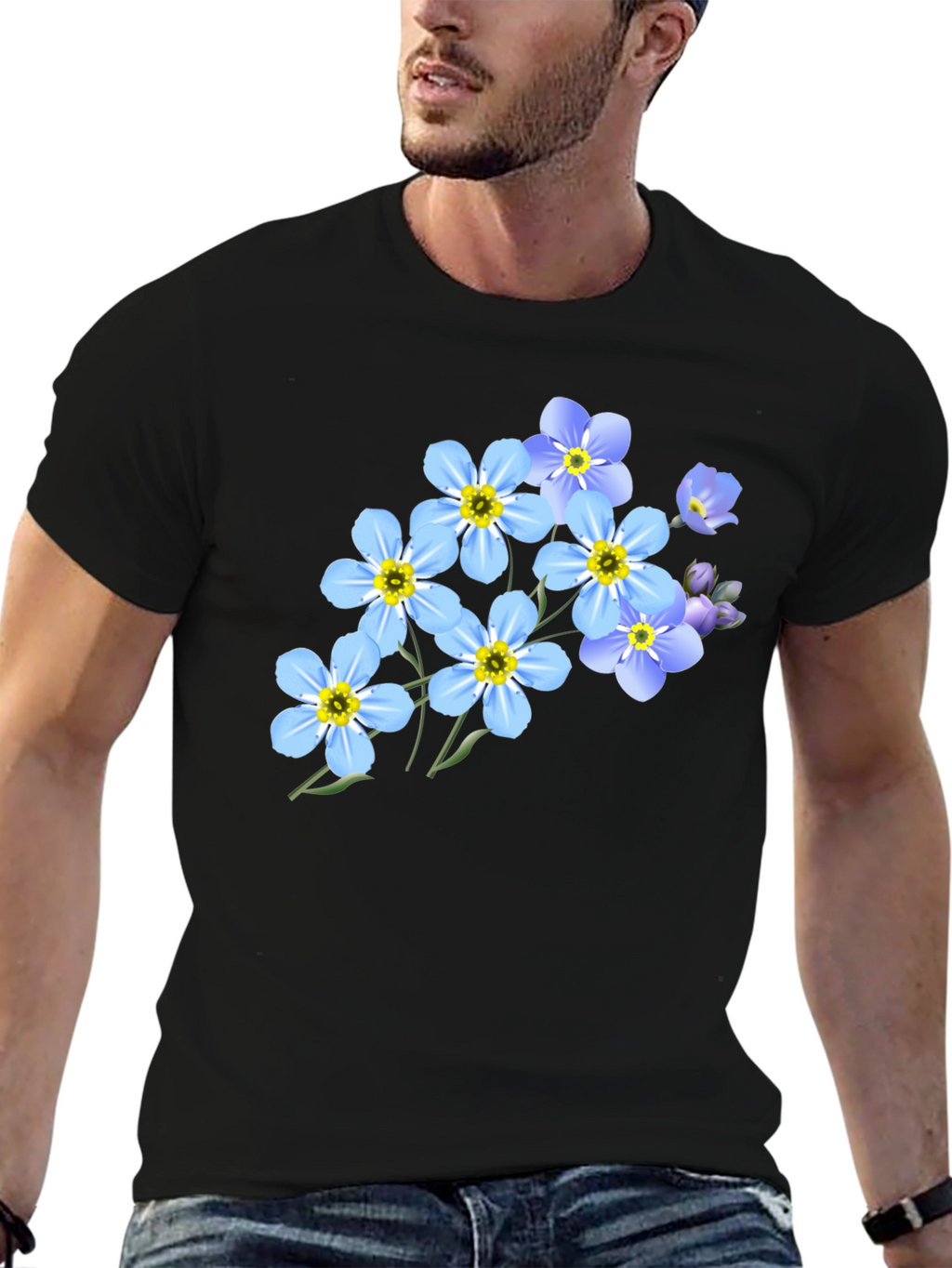 Floral Graphic Black T-Shirt