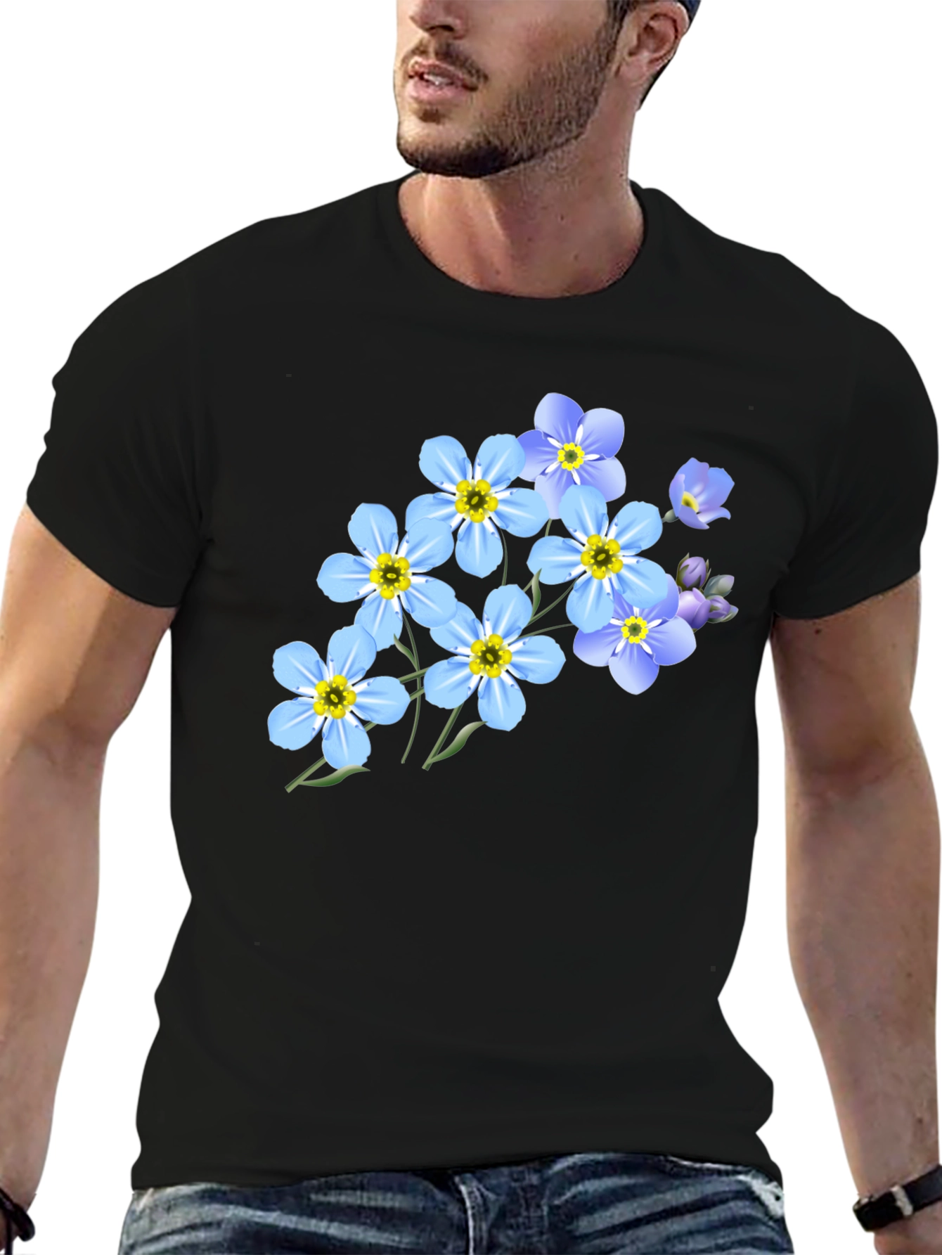 Floral Graphic Black T-Shirt