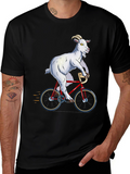 Goat Riding Bicycle Graphic T-Shirt