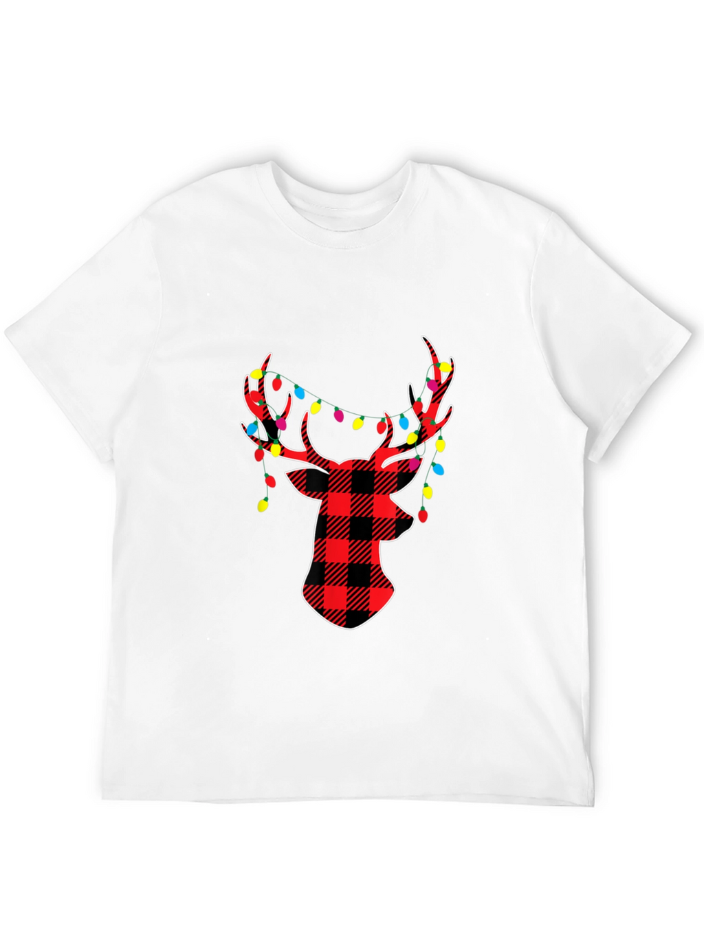 Festive Plaid Deer Christmas T-Shirt