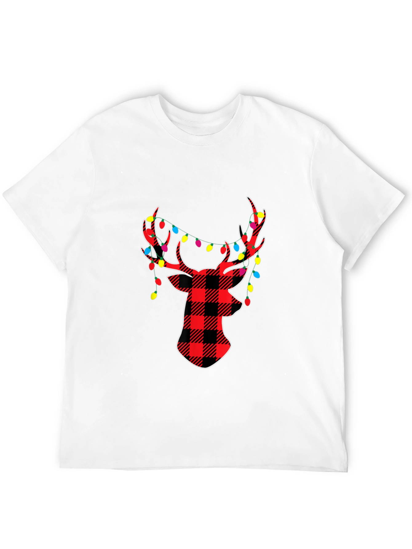 Festive Plaid Deer Christmas T-Shirt