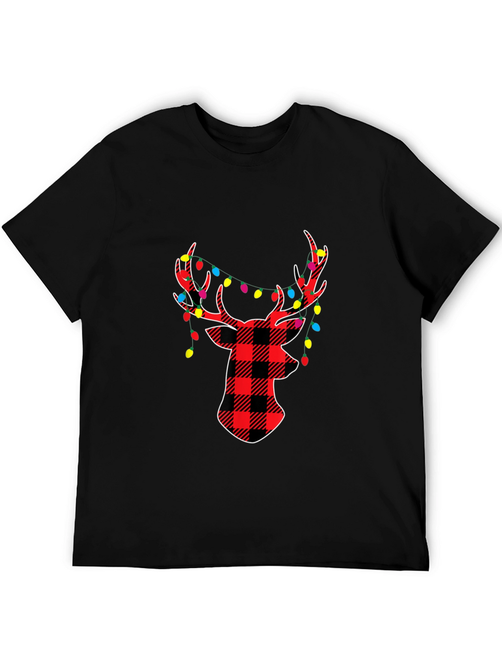 Festive Plaid Deer Christmas T-Shirt