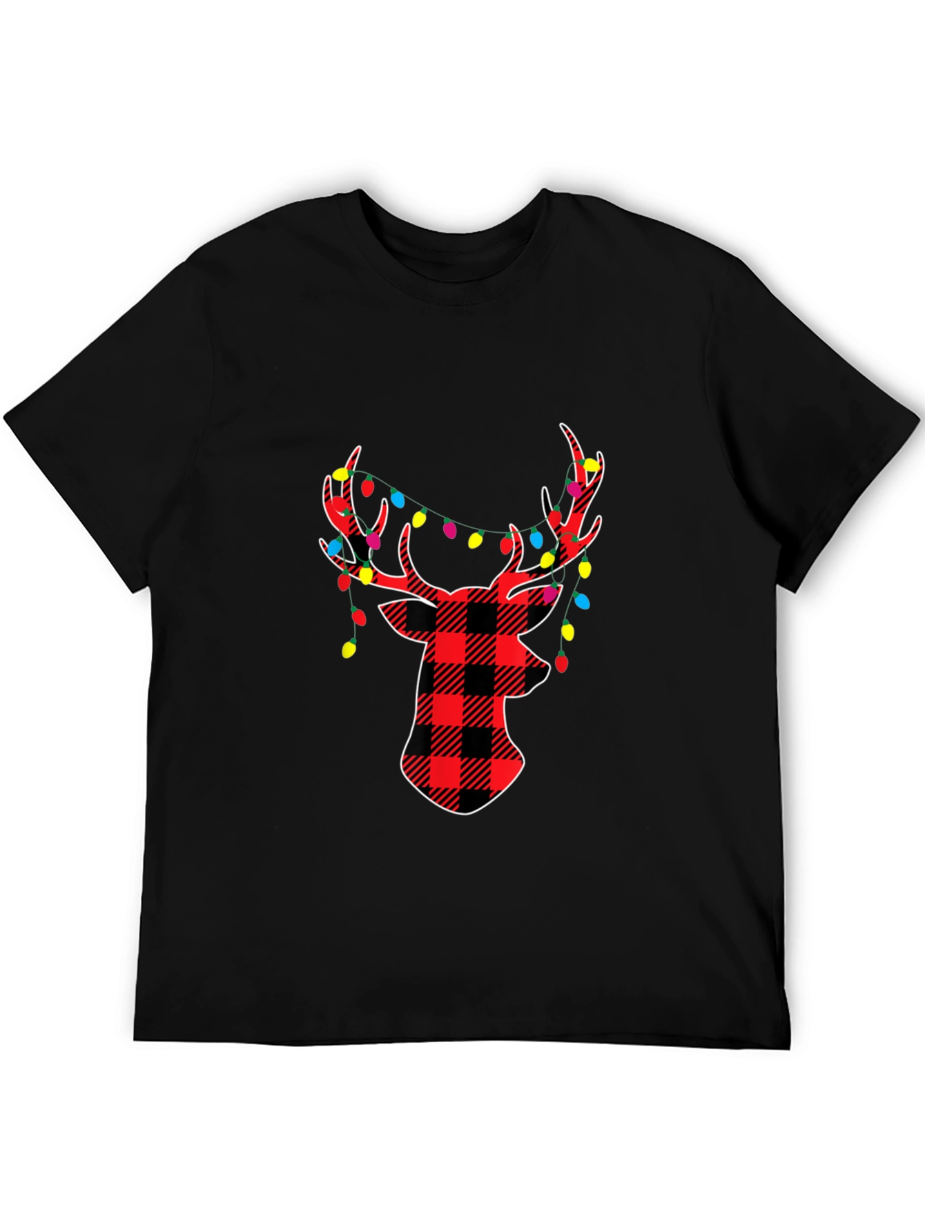 Festive Plaid Deer Christmas T-Shirt