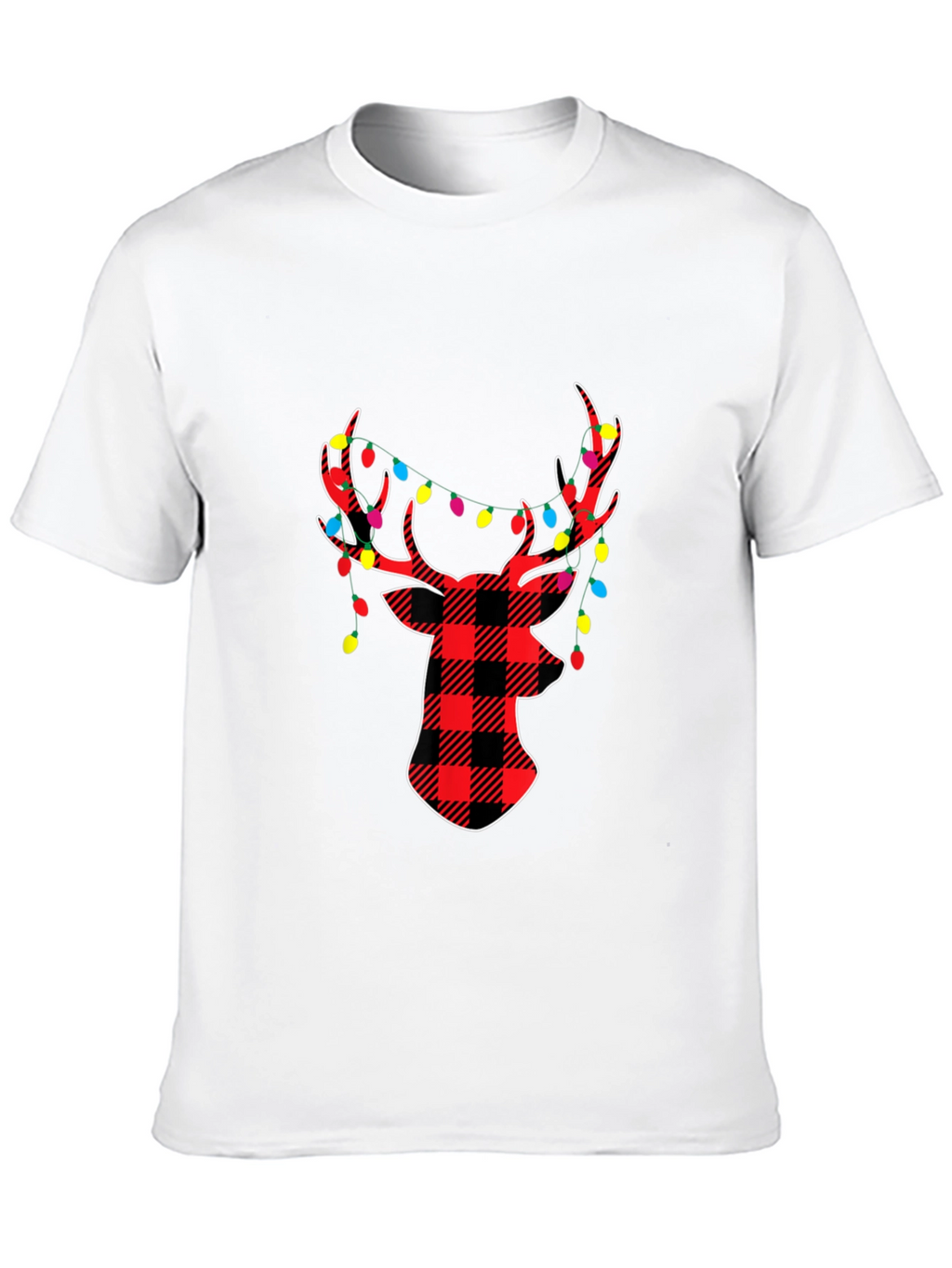Festive Plaid Deer Christmas T-Shirt