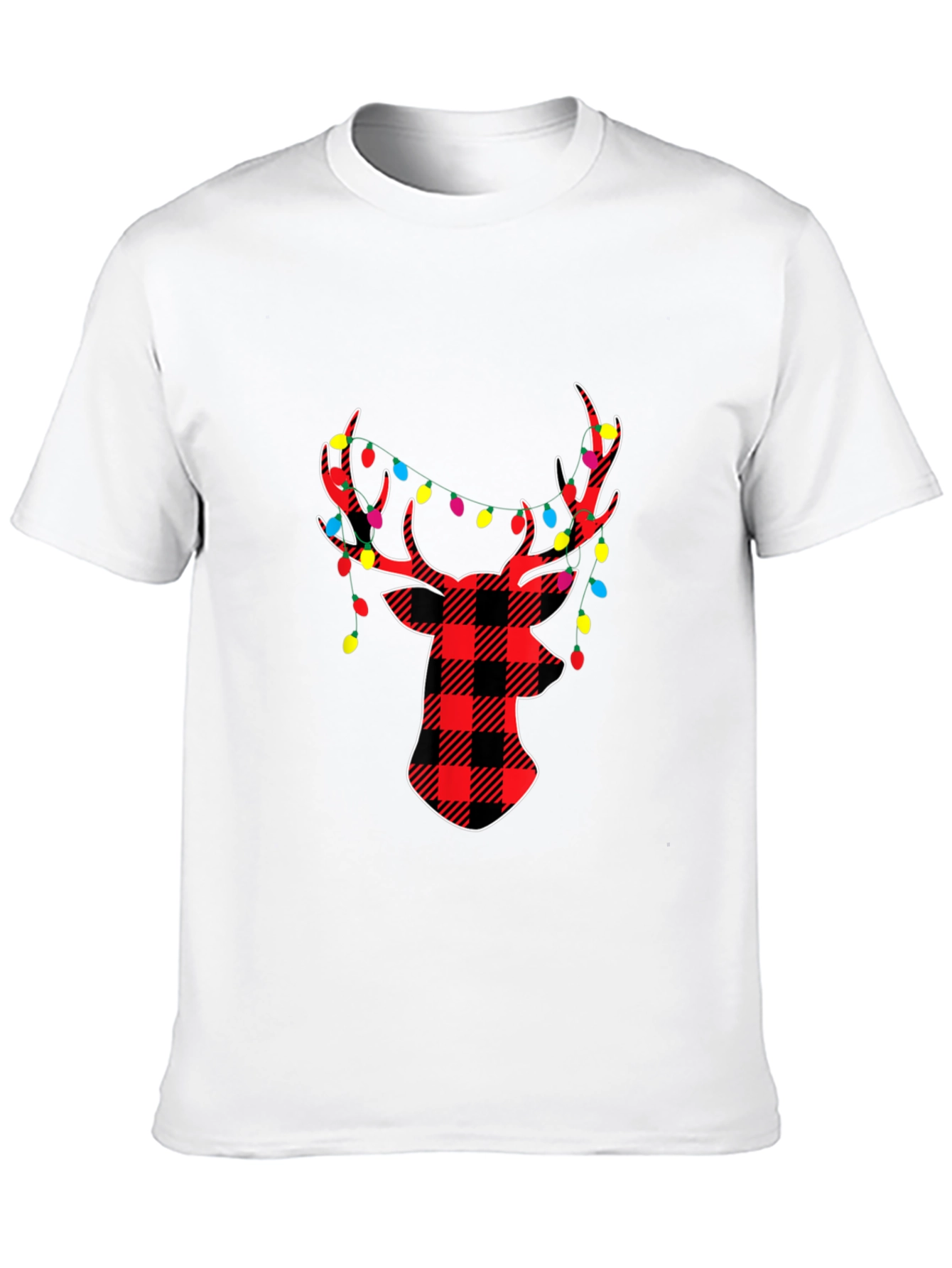 Festive Plaid Deer Christmas T-Shirt