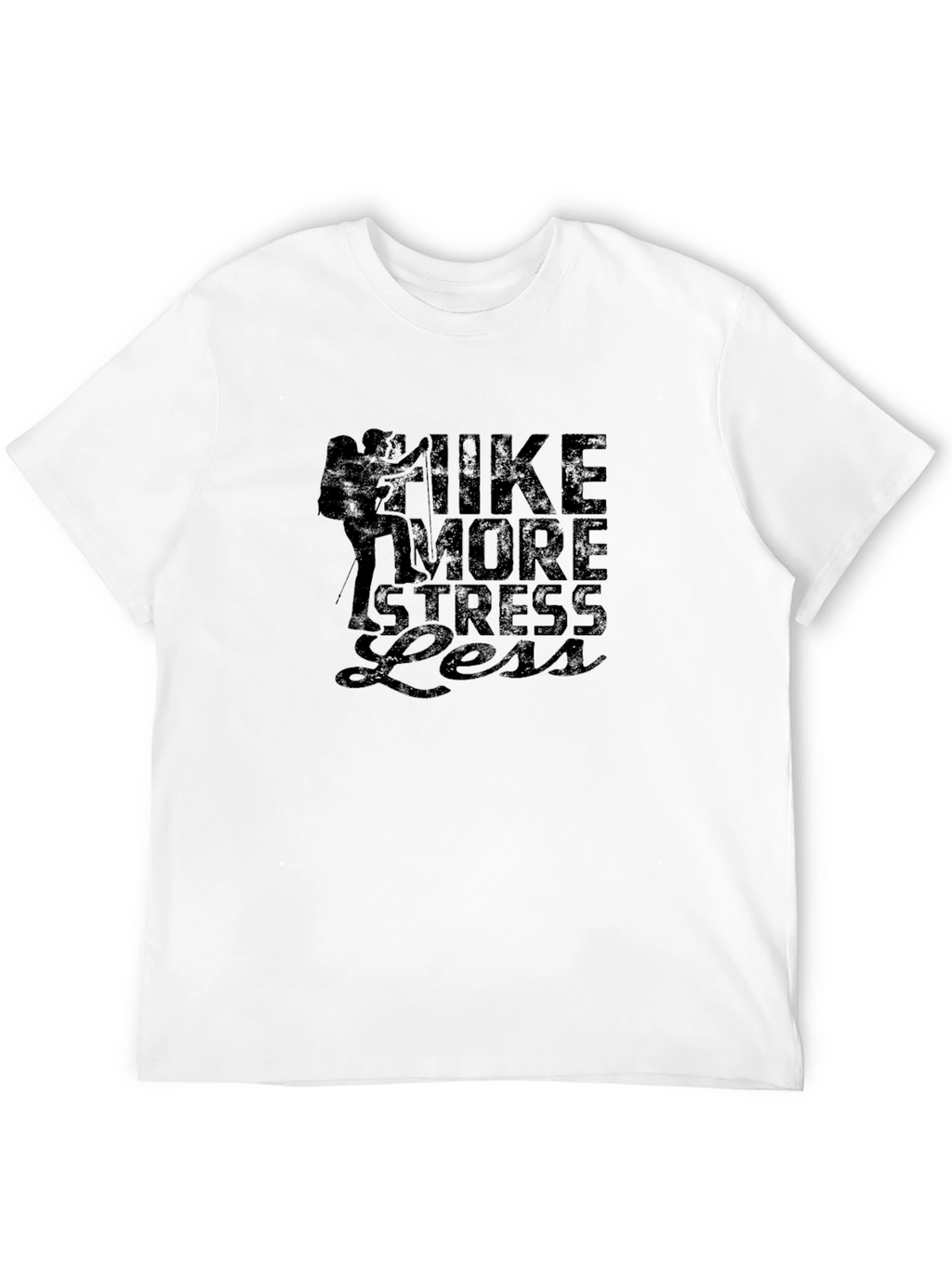 Hike More Stress Less Black Graphic T-Shirt