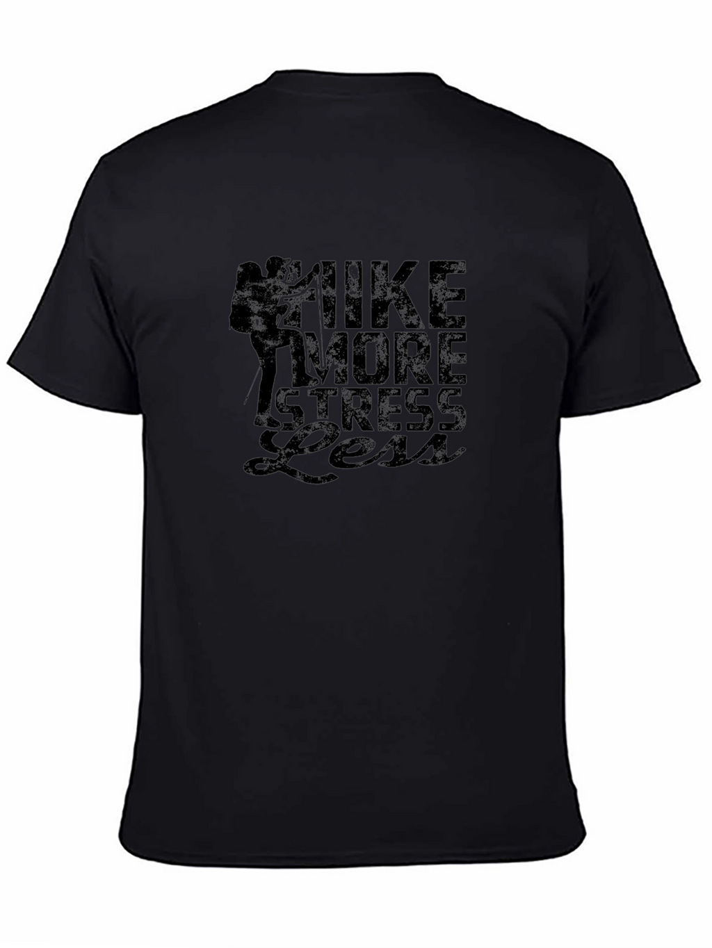 Hike More Stress Less Black Graphic T-Shirt