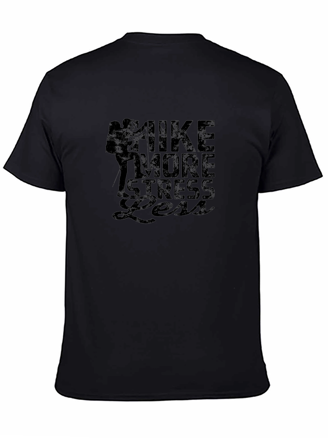 Hike More Stress Less Black Graphic T-Shirt
