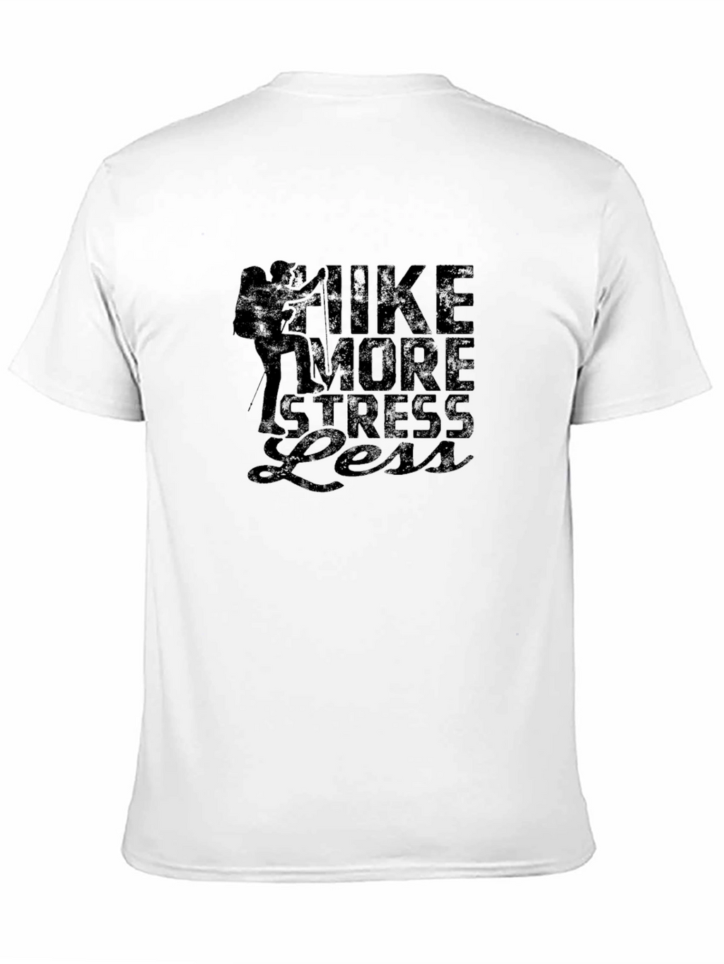 Hike More Stress Less Black Graphic T-Shirt