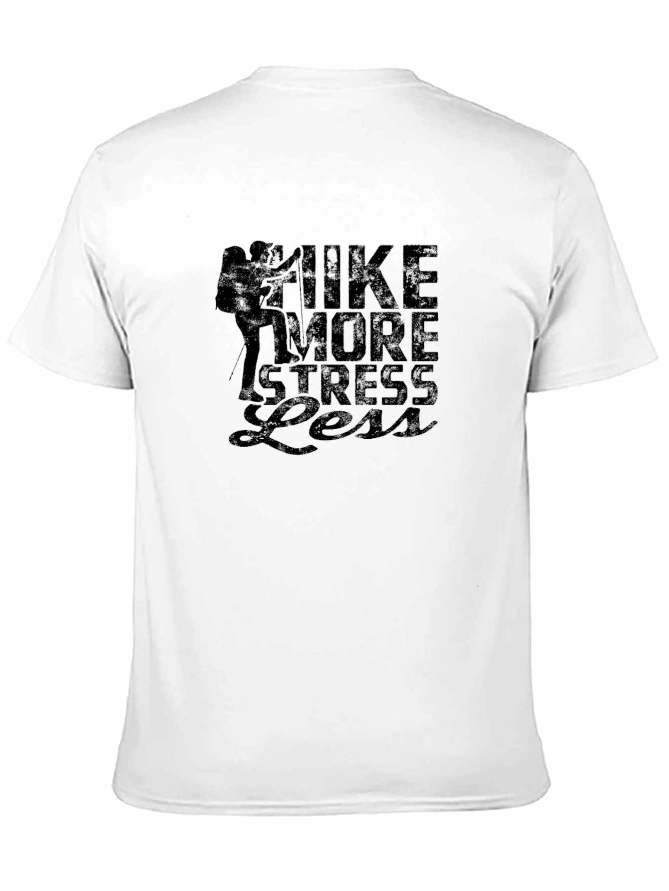 Hike More Stress Less Black Graphic T-Shirt